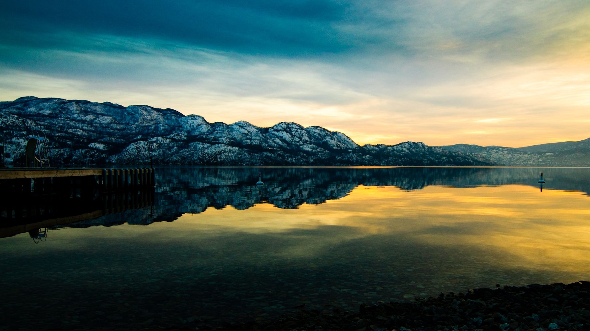 Lago con montagne al tramonto, 1920x1080 1080p, PC Desktop