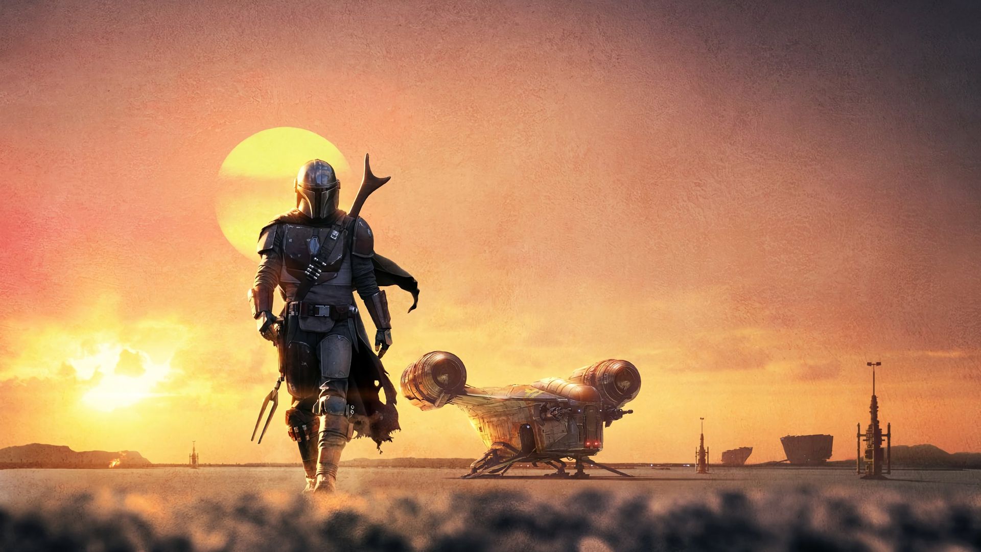The Mandalorian tramonto deserto, 1920x1080 Full HD, PC Desktop