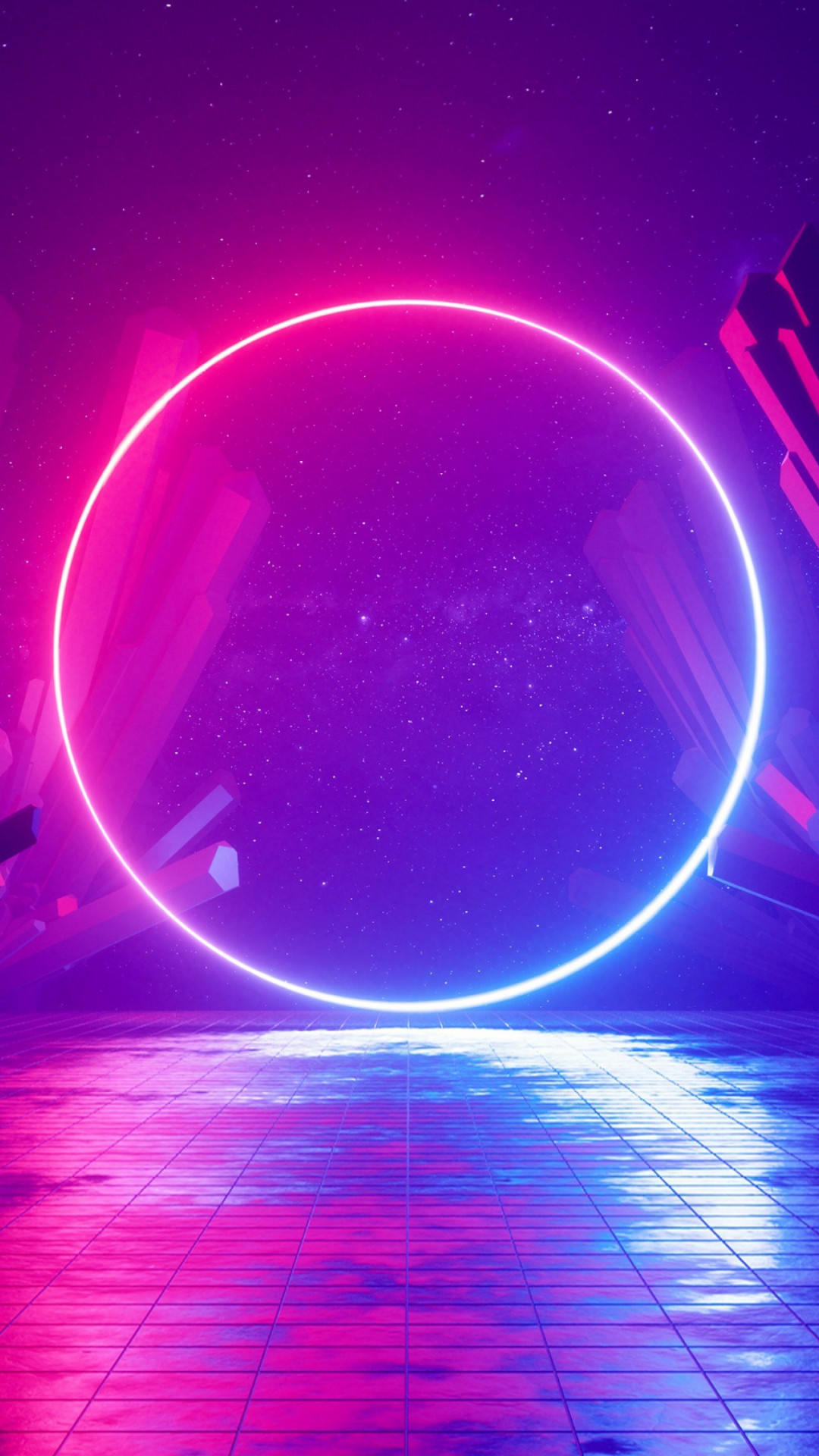 Cerchio neon rosa e blu, 1080x1920 Full HD Verticale, Smartphone