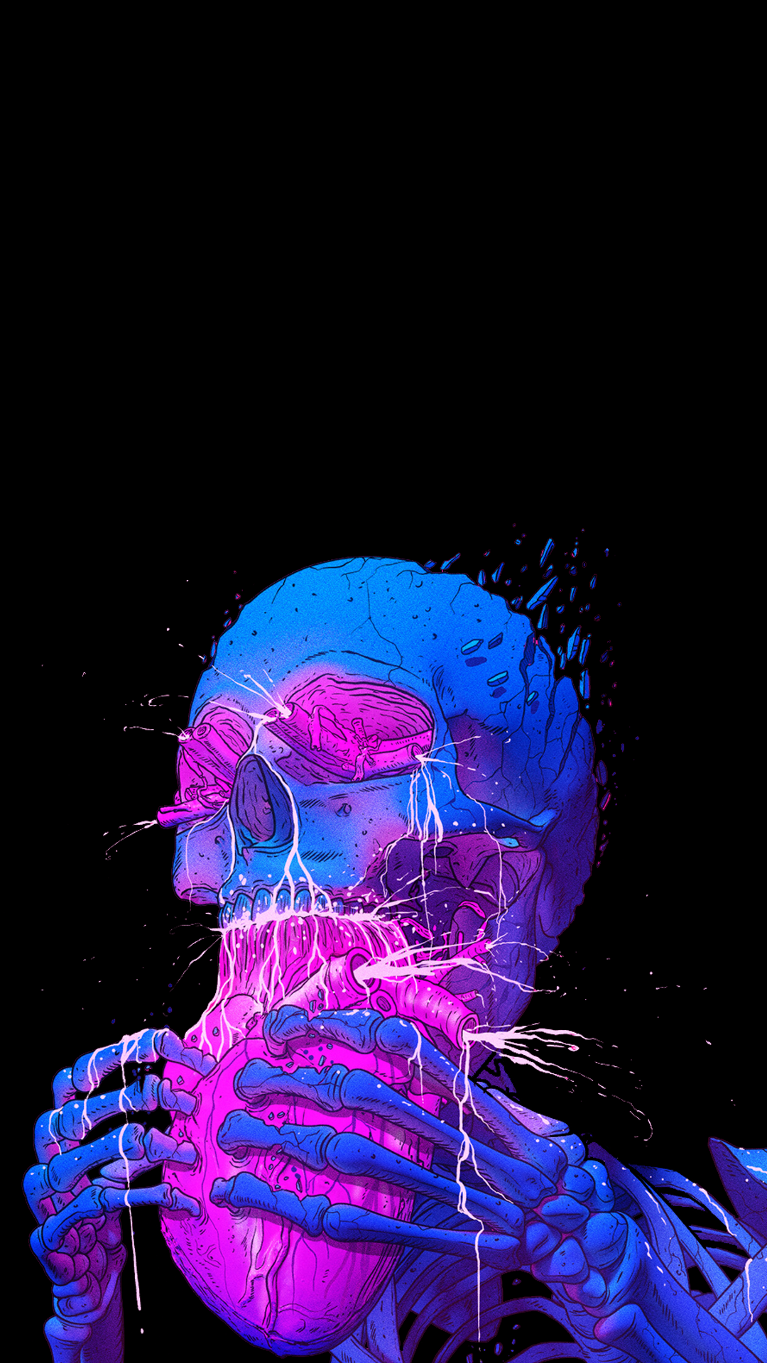 Teschio blu viola illustrazione, 1080x1920 Verticale, Mobile