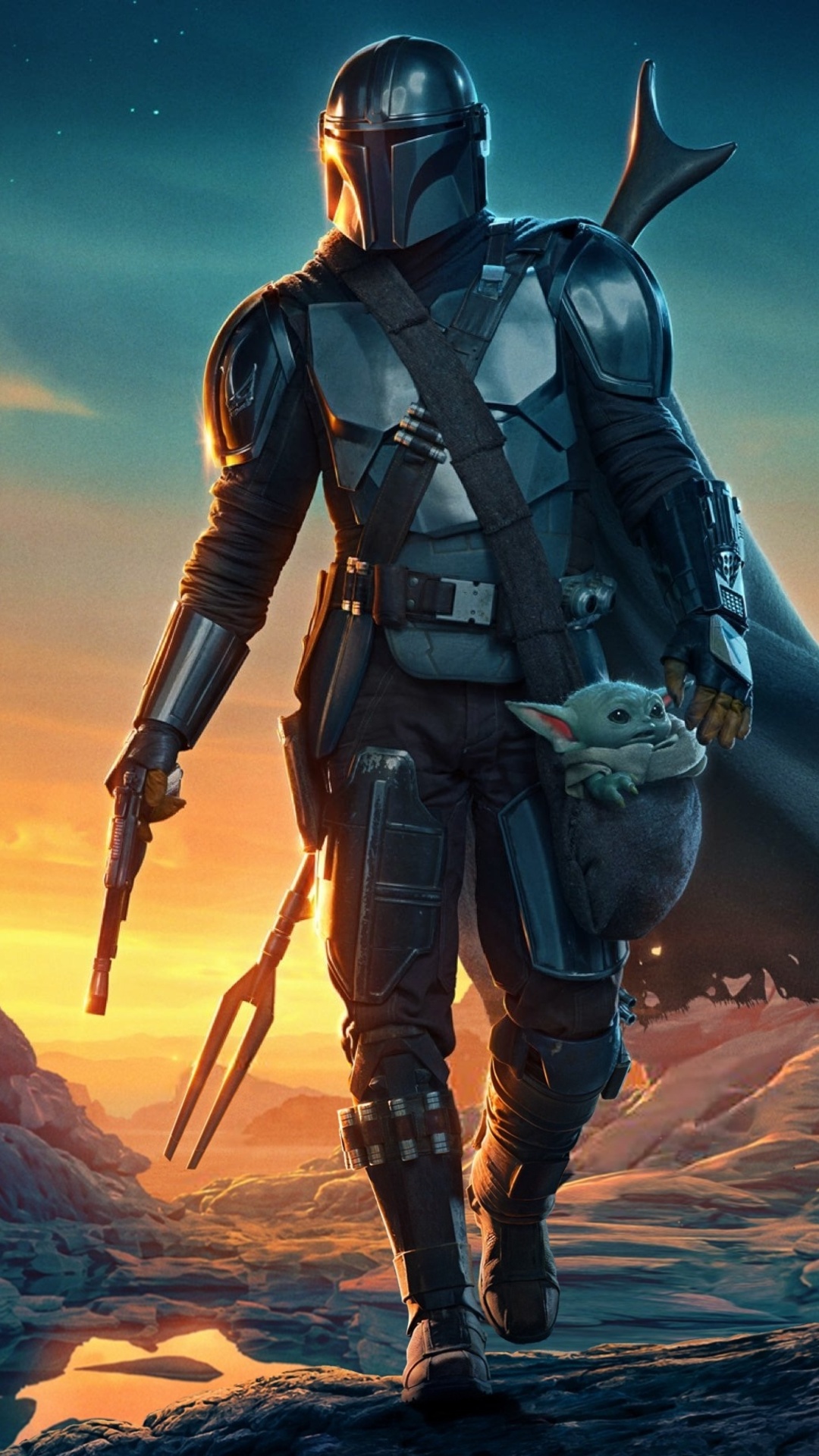 The Mandalorian con Baby Yoda, 1080x1920 Verticale, Telefono