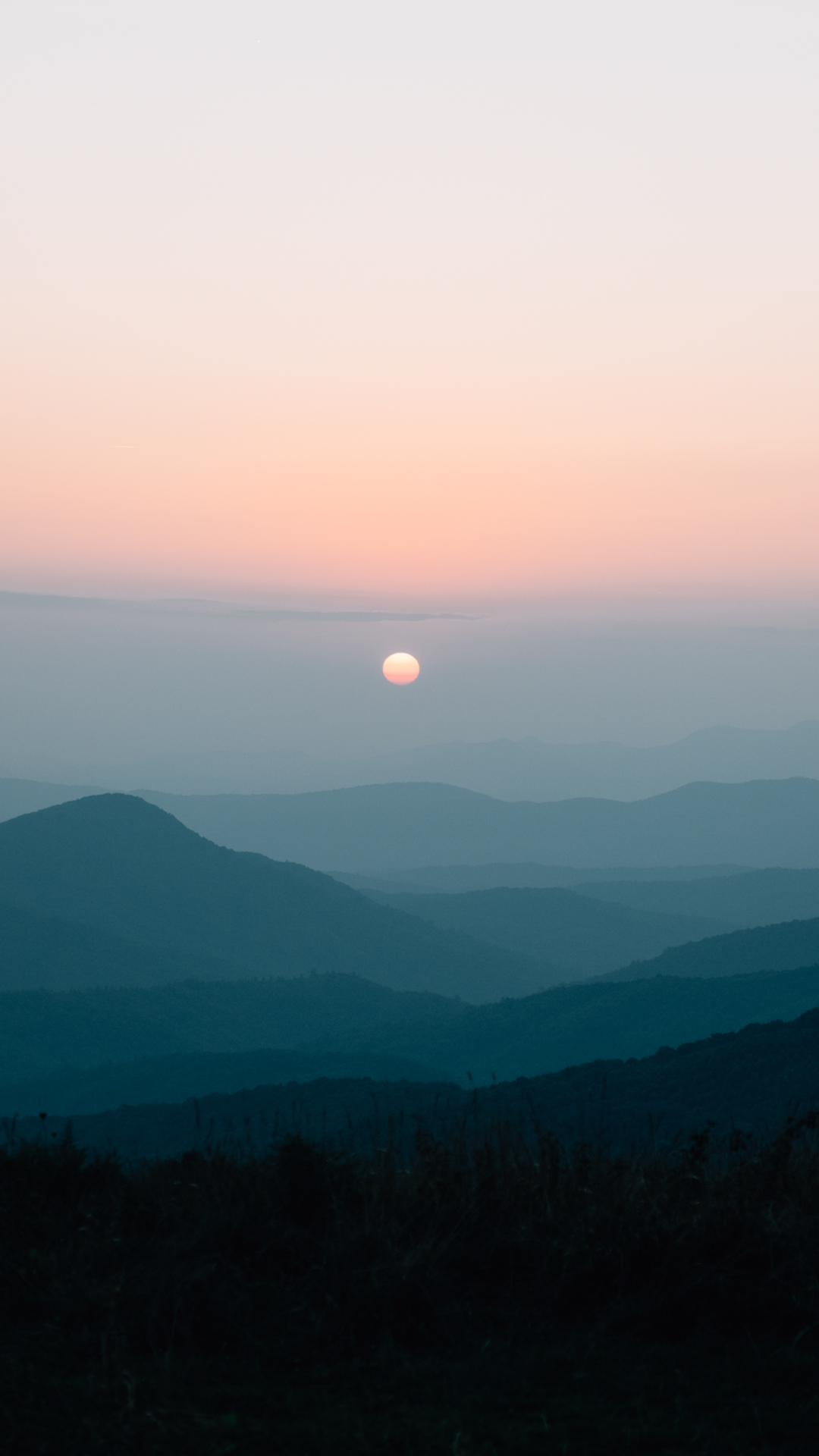Tramonto su montagne nebbiose, 1080x1920 Full HD Verticale, Samsung Galaxy