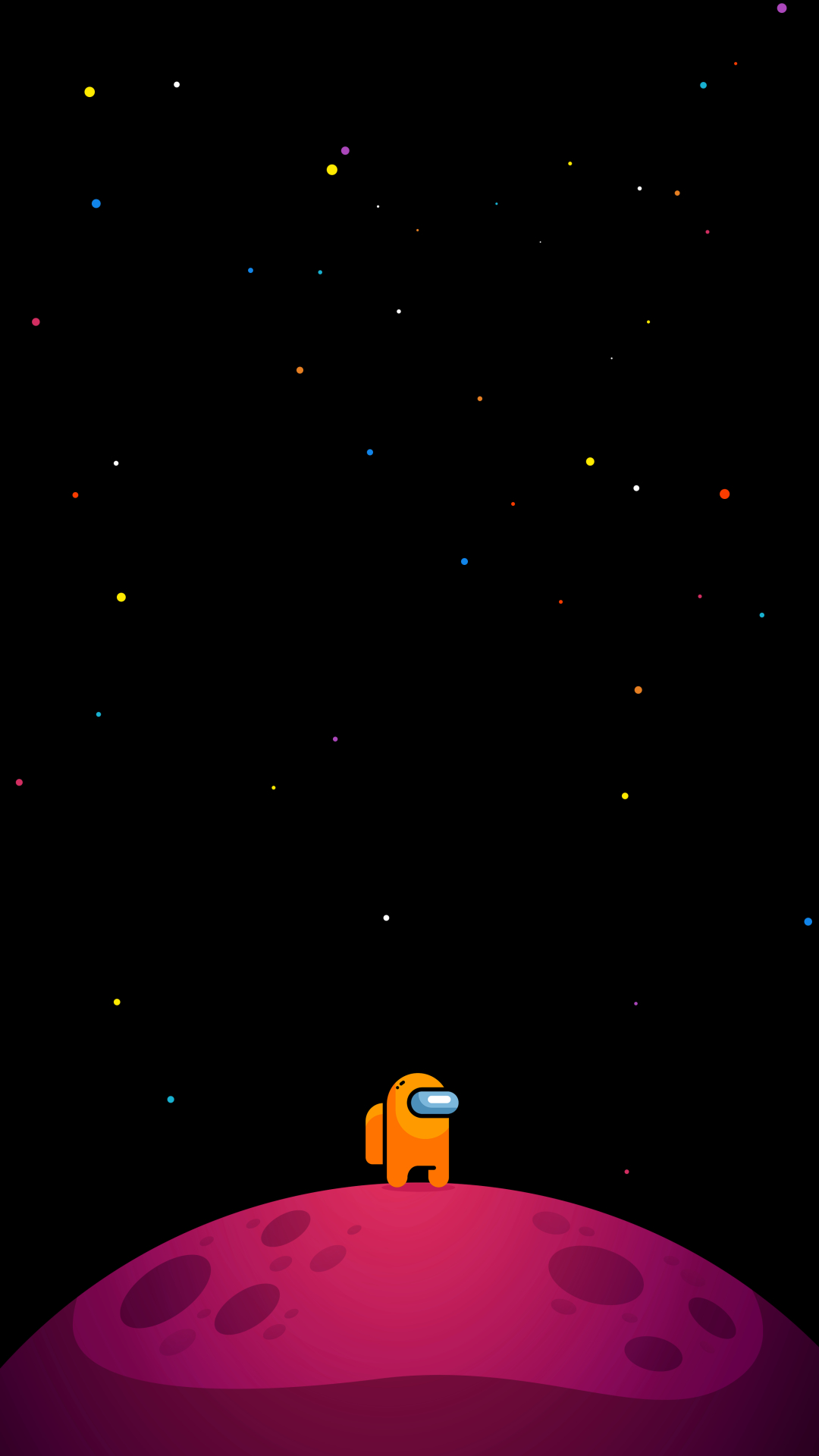 Among Us personaggio arancione pianeta, gioco multiplayer, 1080x1920 Full HD Verticale, iPhone