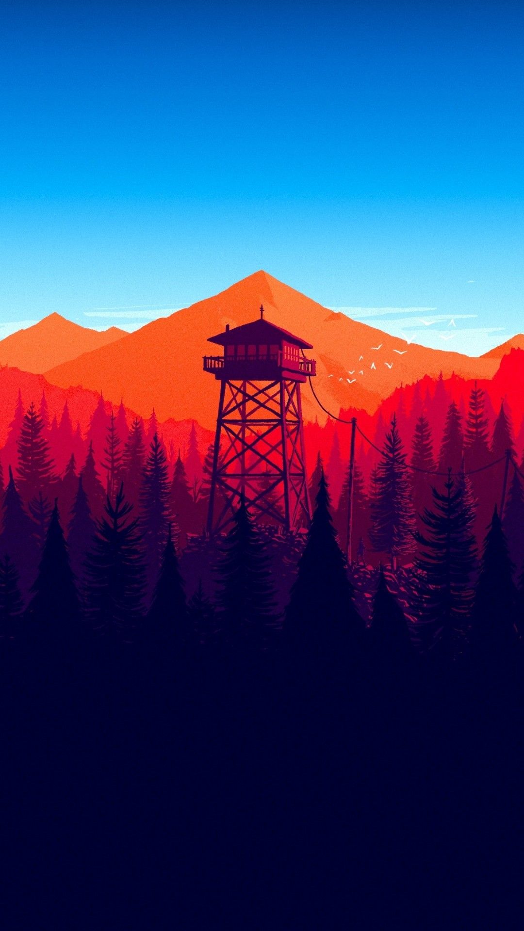 Firewatch torre osservazione foresta, 1080x1920 Verticale, Mobile