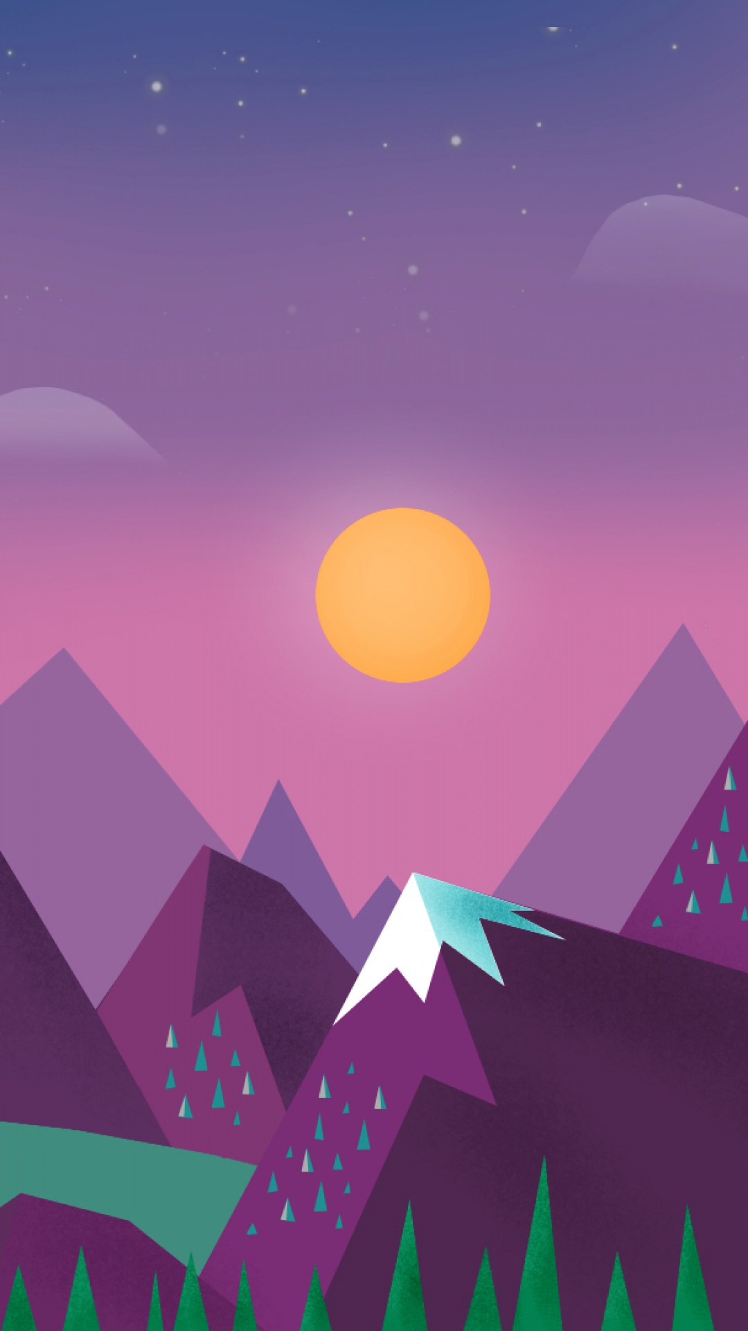 Montagne stilizzate al tramonto, 1080x1920 Full HD Verticale, Samsung Galaxy