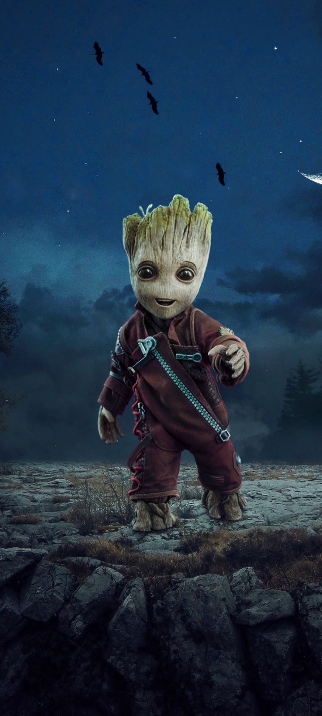 Baby Groot notturno, 1080x2400 Full HD Verticale, iPhone