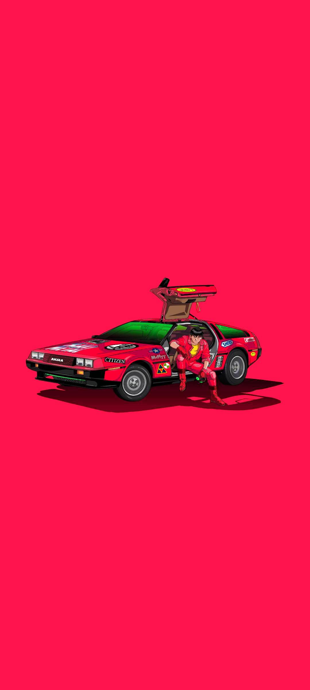 DeLorean rossa sfondo fucsia, 1080x2400 Verticale, Xiaomi