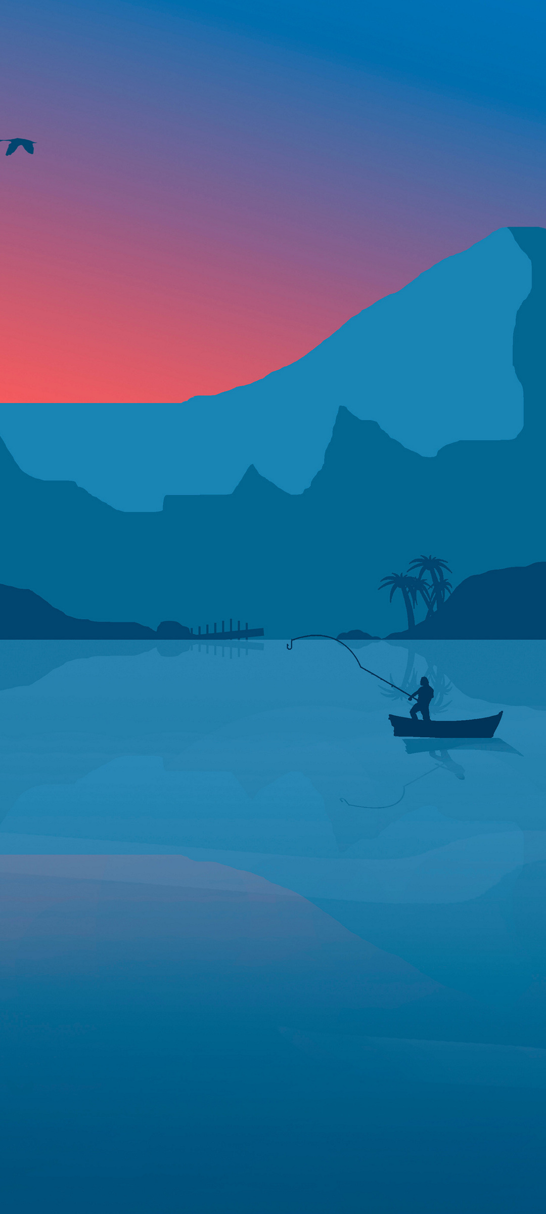 Pescatore in barca al tramonto, 1080x2400 Verticale, Telefono