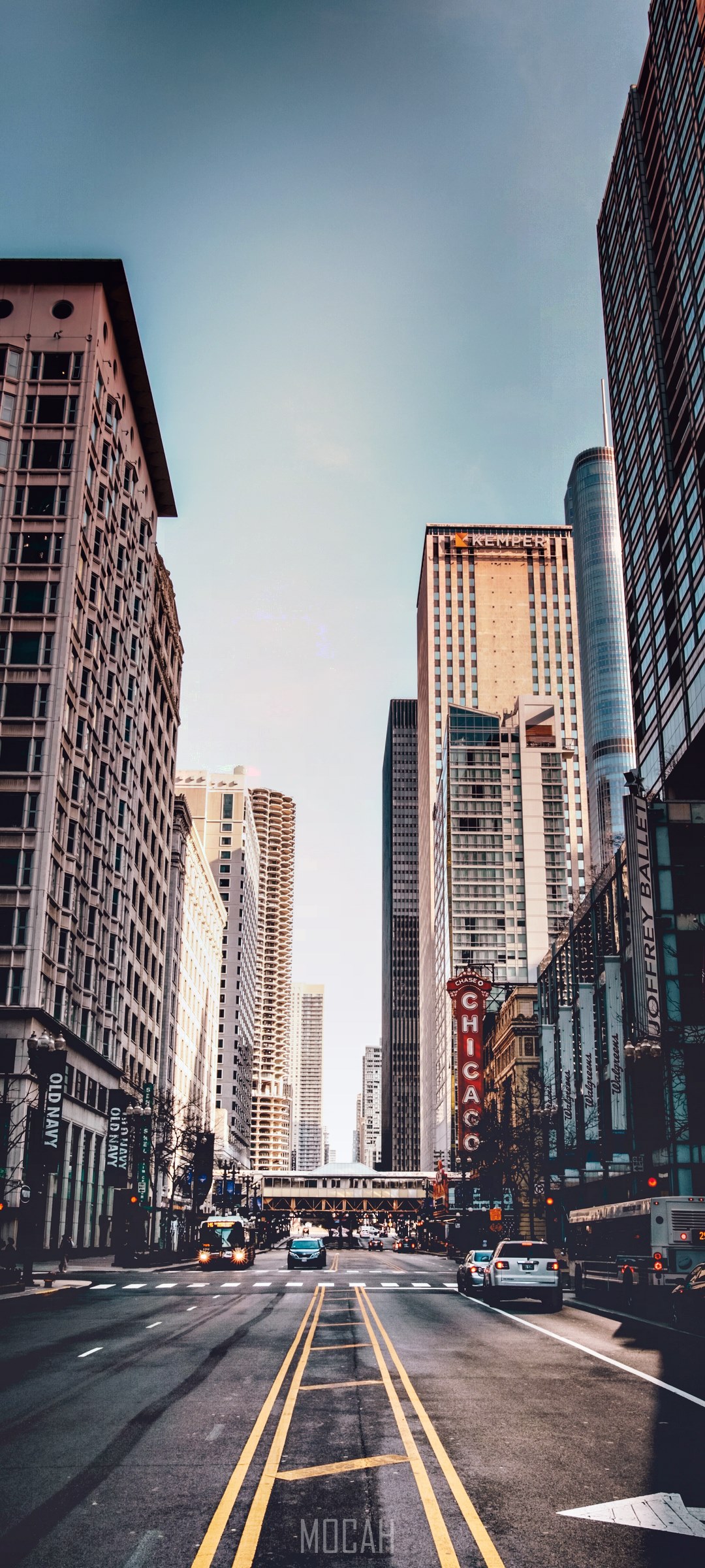 Strada città grattacieli Chicago, 1080x2400 Verticale, Mobile