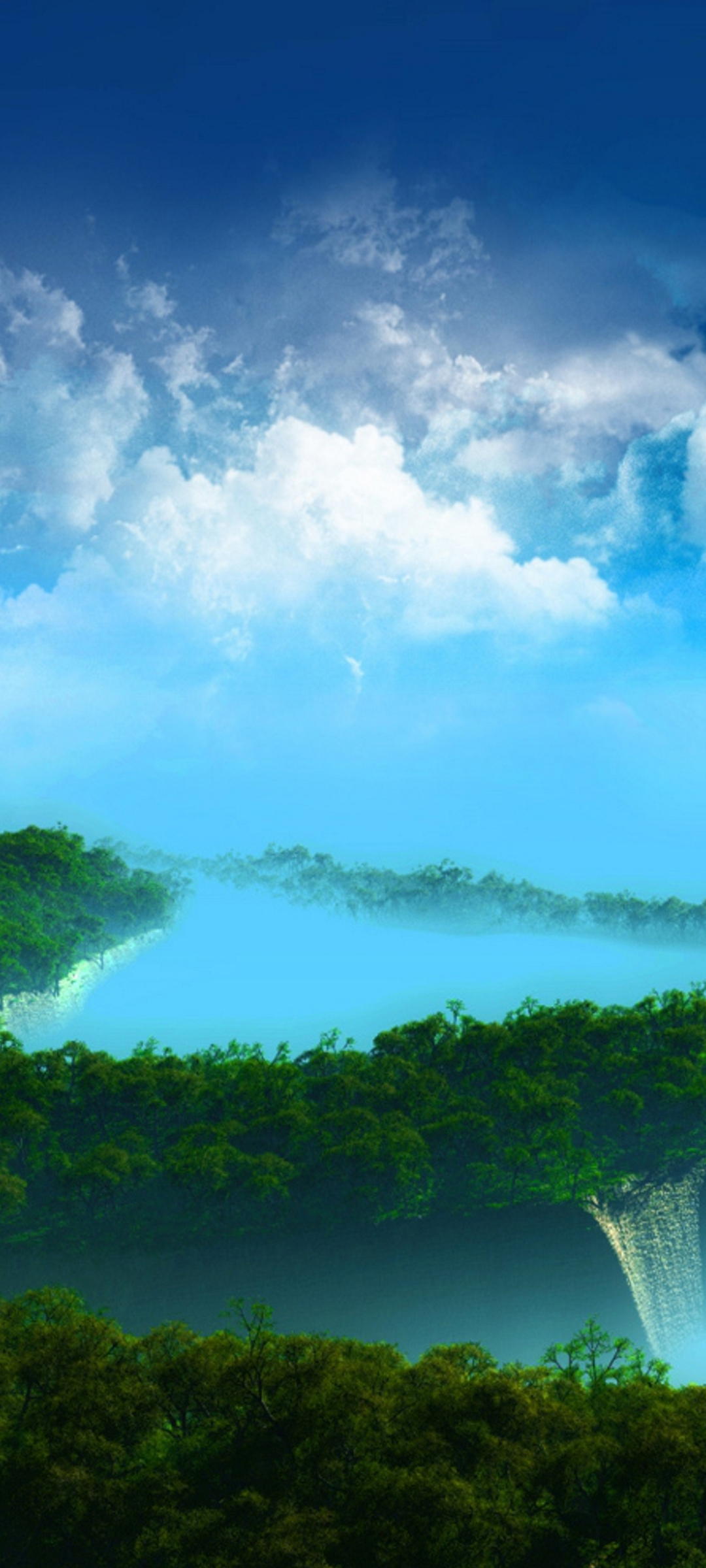 Foresta con fiume e nebbia, 1080x2400 Full HD Verticale, iPhone