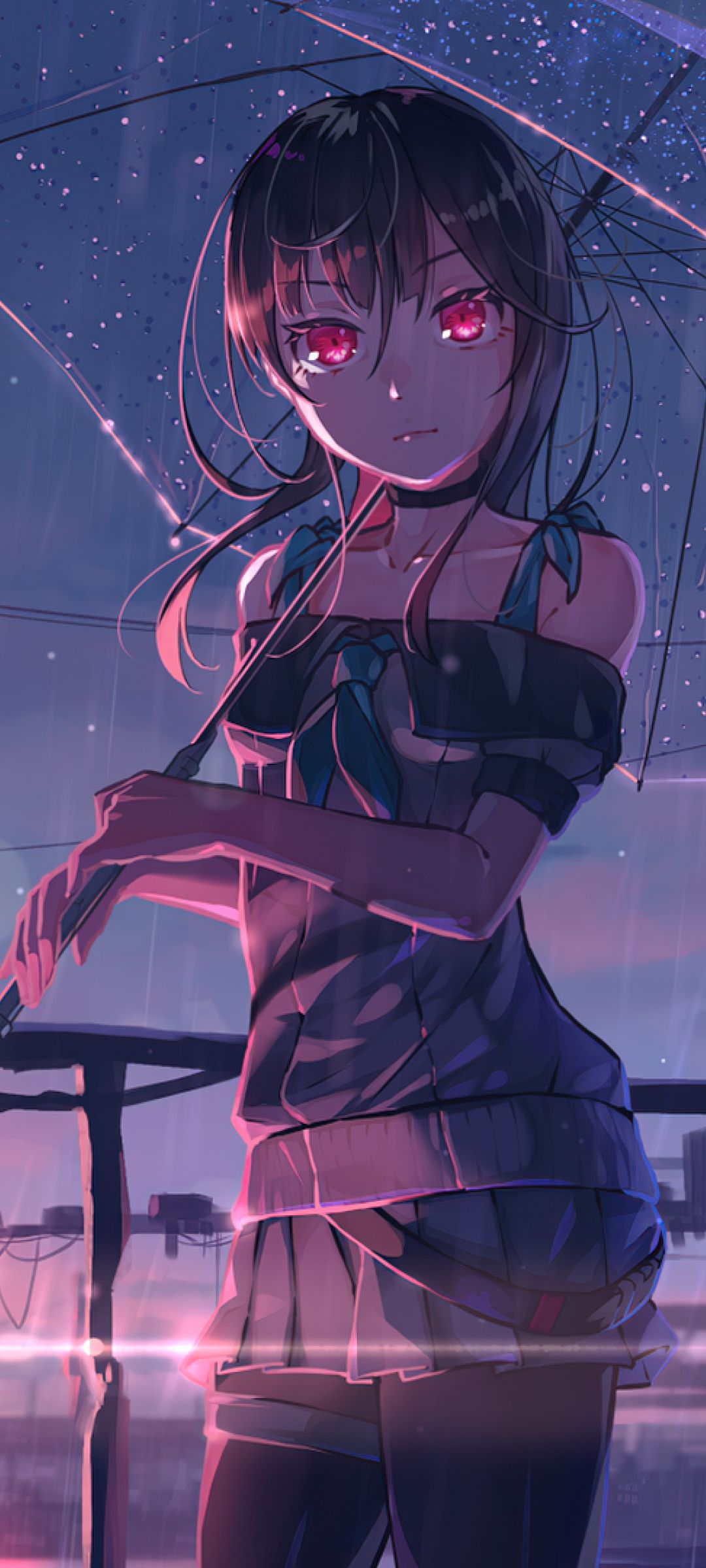 Ragazza anime sotto pioggia, 1080x2400 Full HD Verticale, iPhone