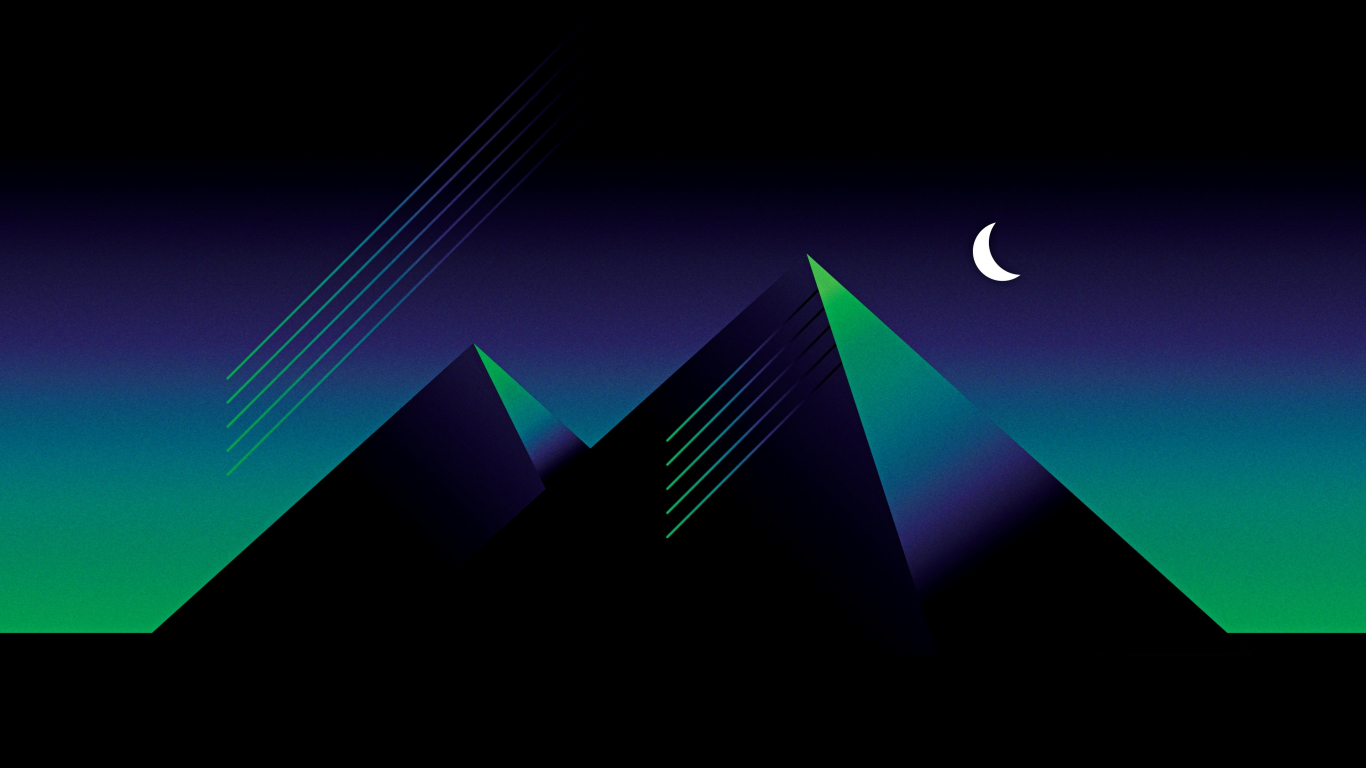 Piramidi minimaliste notte luna, 1366x768 HD, Desktop