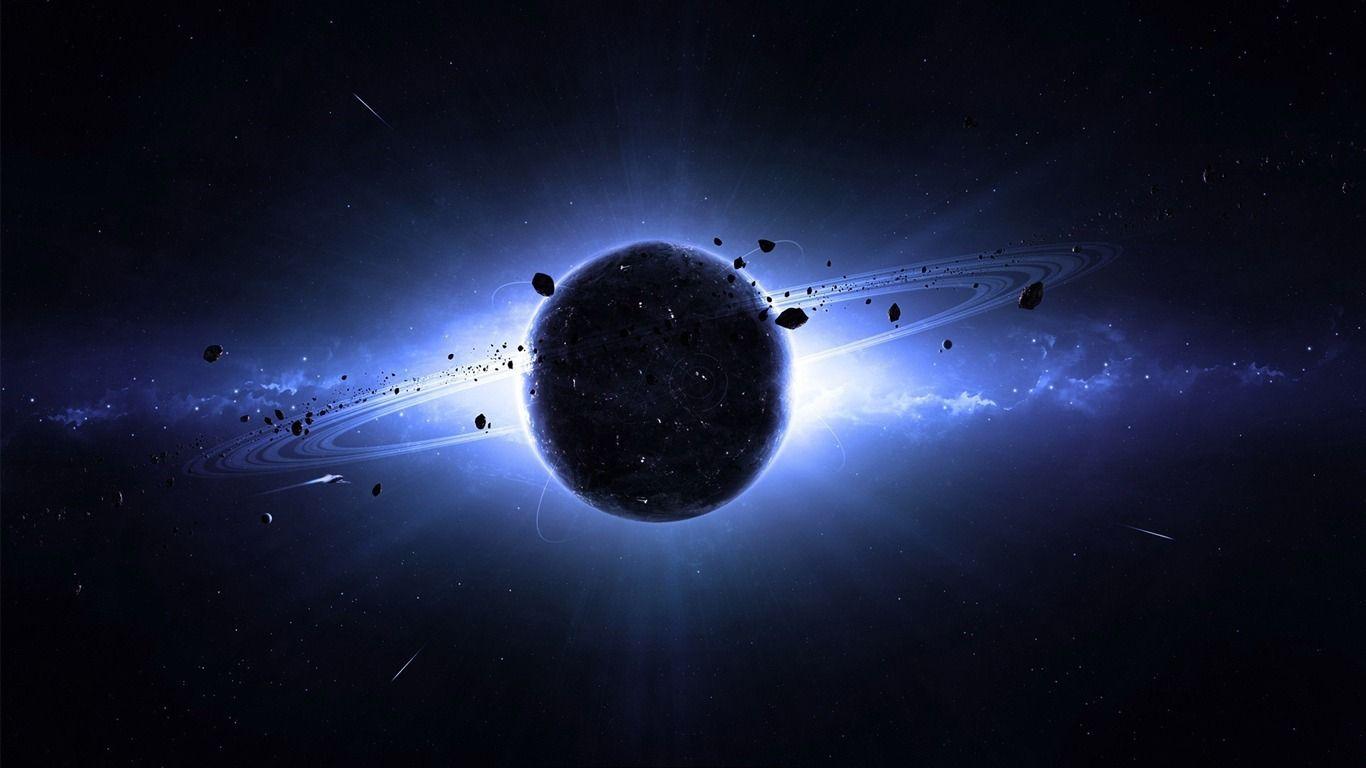 Pianeta con anelli spaziali, 1366x768 720p, PC