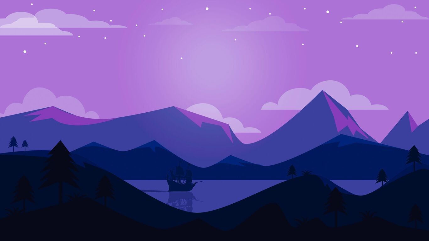 Montagne minimaliste notte viola, 1366x768 720p, iMac
