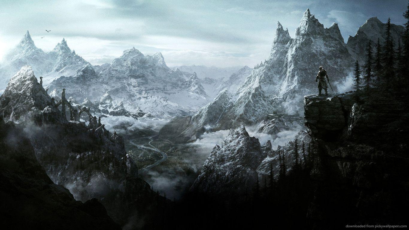 Montagne innevate con fascio luminoso, 1366x768 720p, Laptop