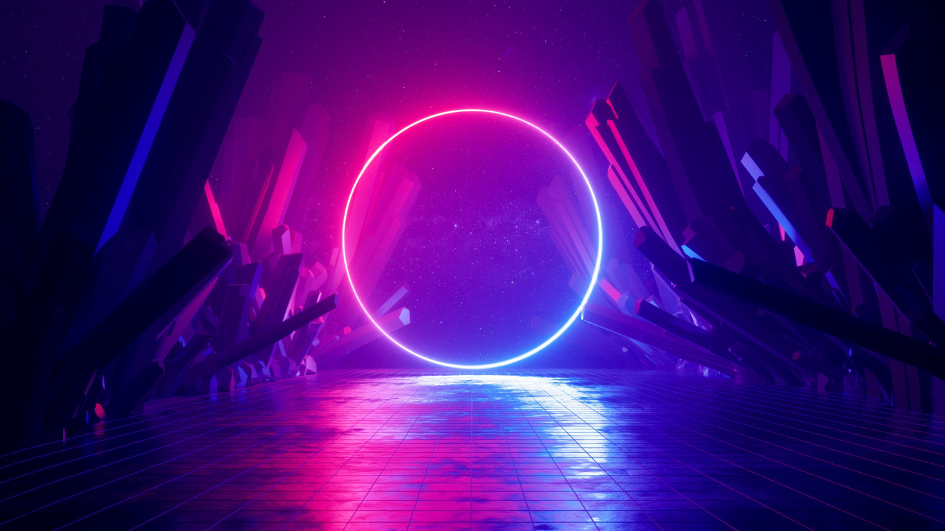 Cerchio neon viola rosa, 1366x768 720p, PC