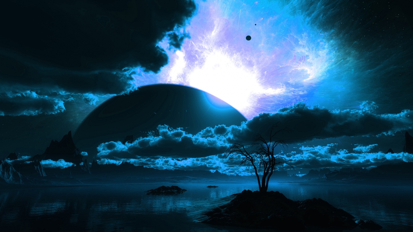 Paesaggio fantasy vista dall'alto, 1366x768 HD, Desktop