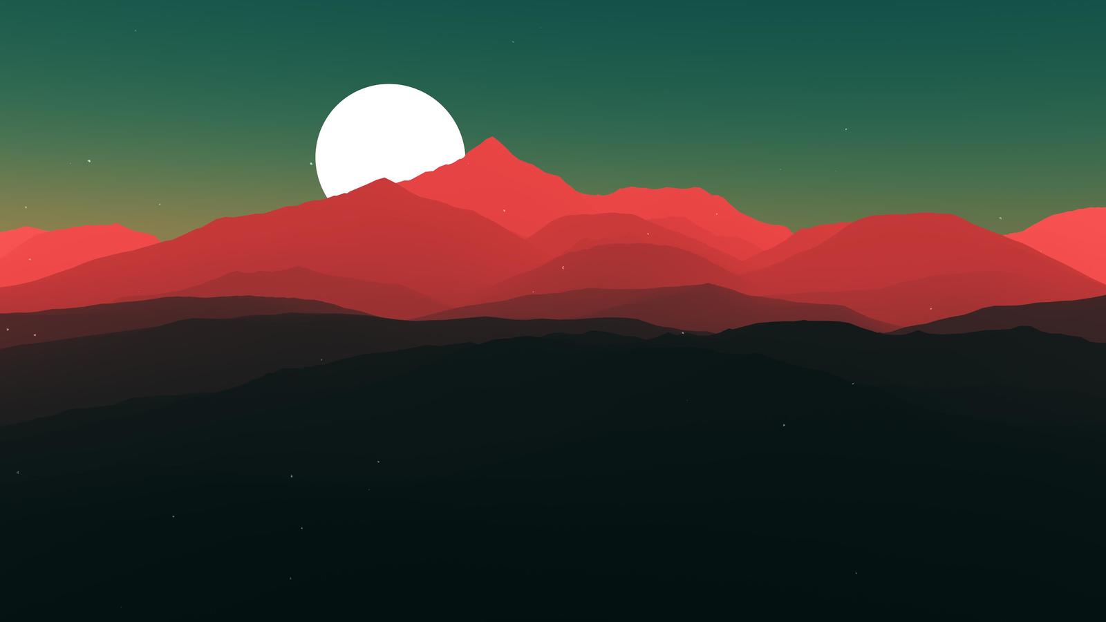 Montagne rosse con luna, 1600x900 HD Ready, PC Desktop