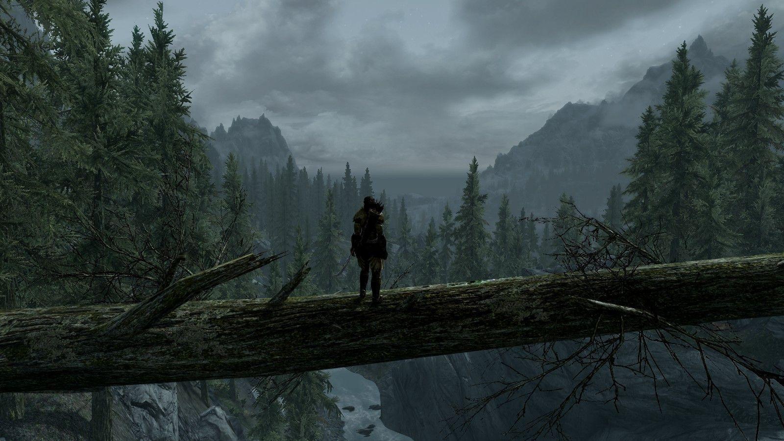 Skyrim paesaggio montano nebbioso, RPG, 1600x900 HD Ready, Desktop