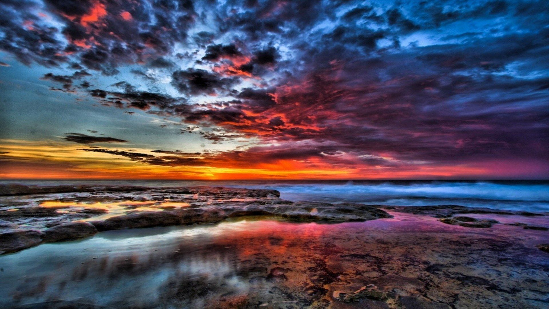 Tramonto colorato sulla spiaggia, 1920x1080 Full HD, Desktop