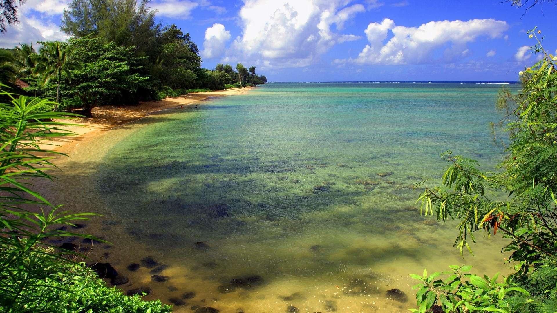 Spiaggia tropicale baia acqua turchese, 1920x1080 Full HD 1080p, PC