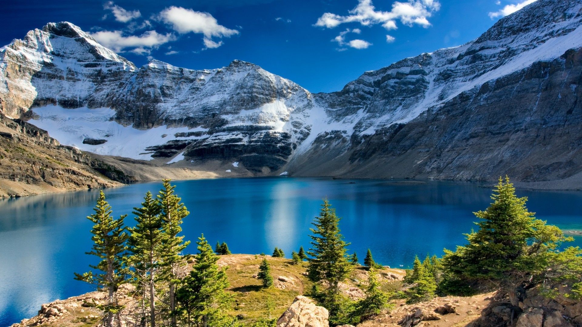 Lago blu tra montagne innevate, 1920x1080 Full HD 1080p, Desktop
