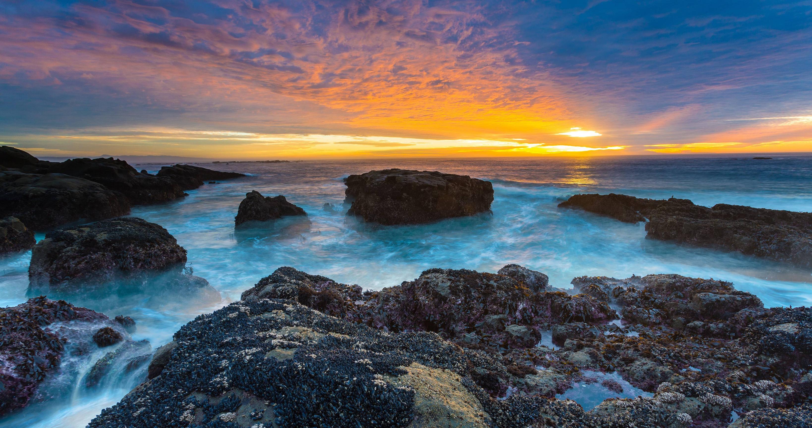 Tramonto costa rocciosa oceano, 4096x2160 4K, Desktop 4K