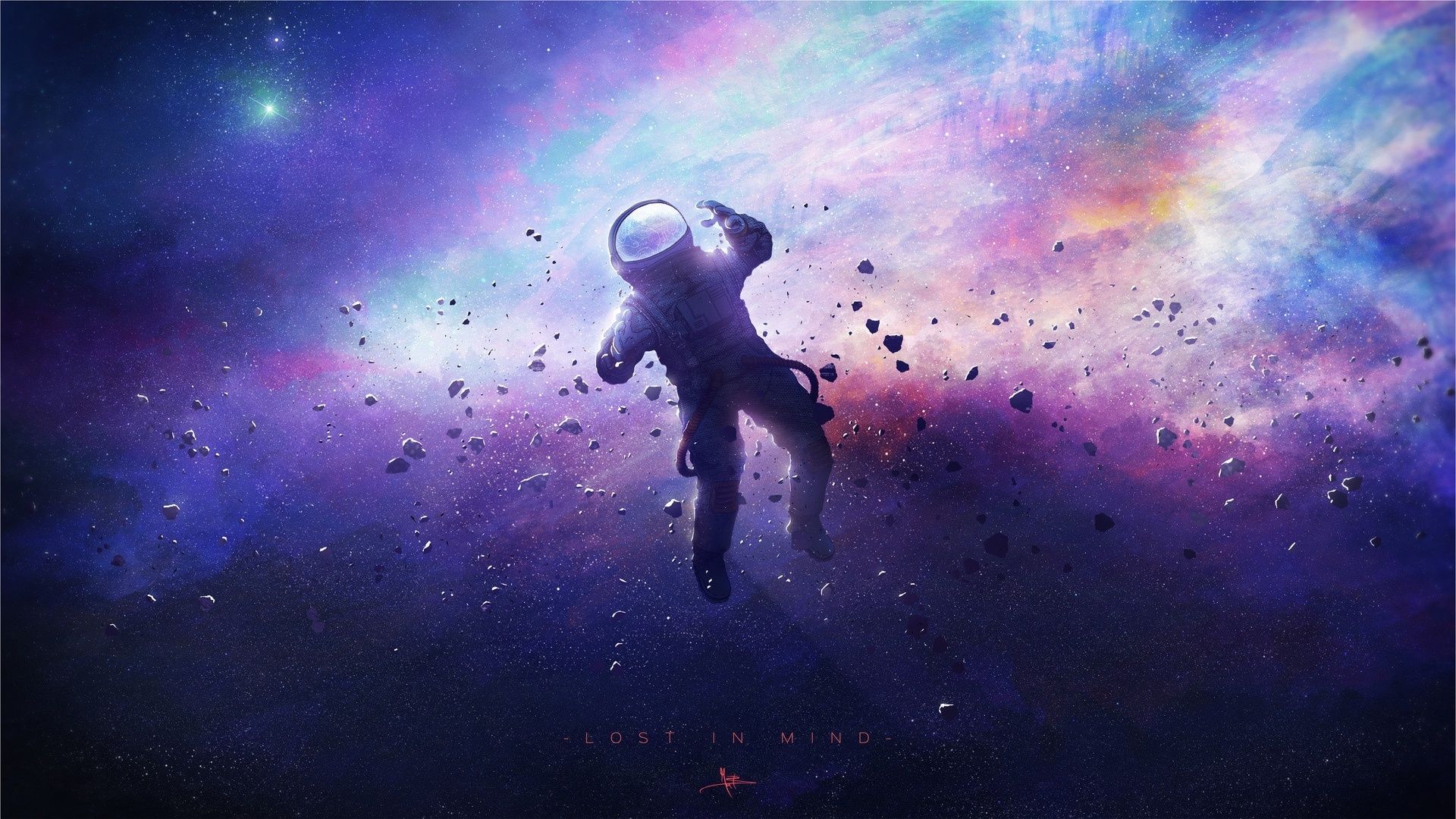 Astronauta nello spazio colorato, 1920x1080 1080p, PC Desktop