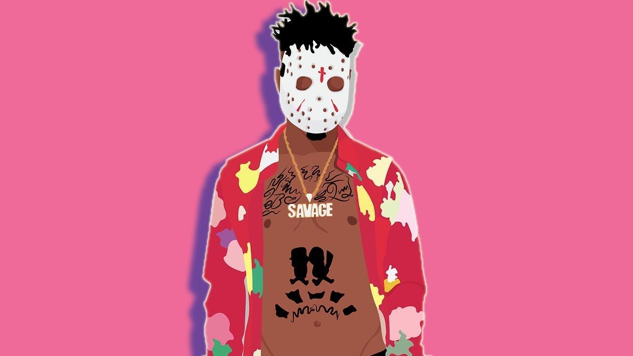 Cartoon logo 21 Savage rosso, 1920x1080 Full HD, Laptop