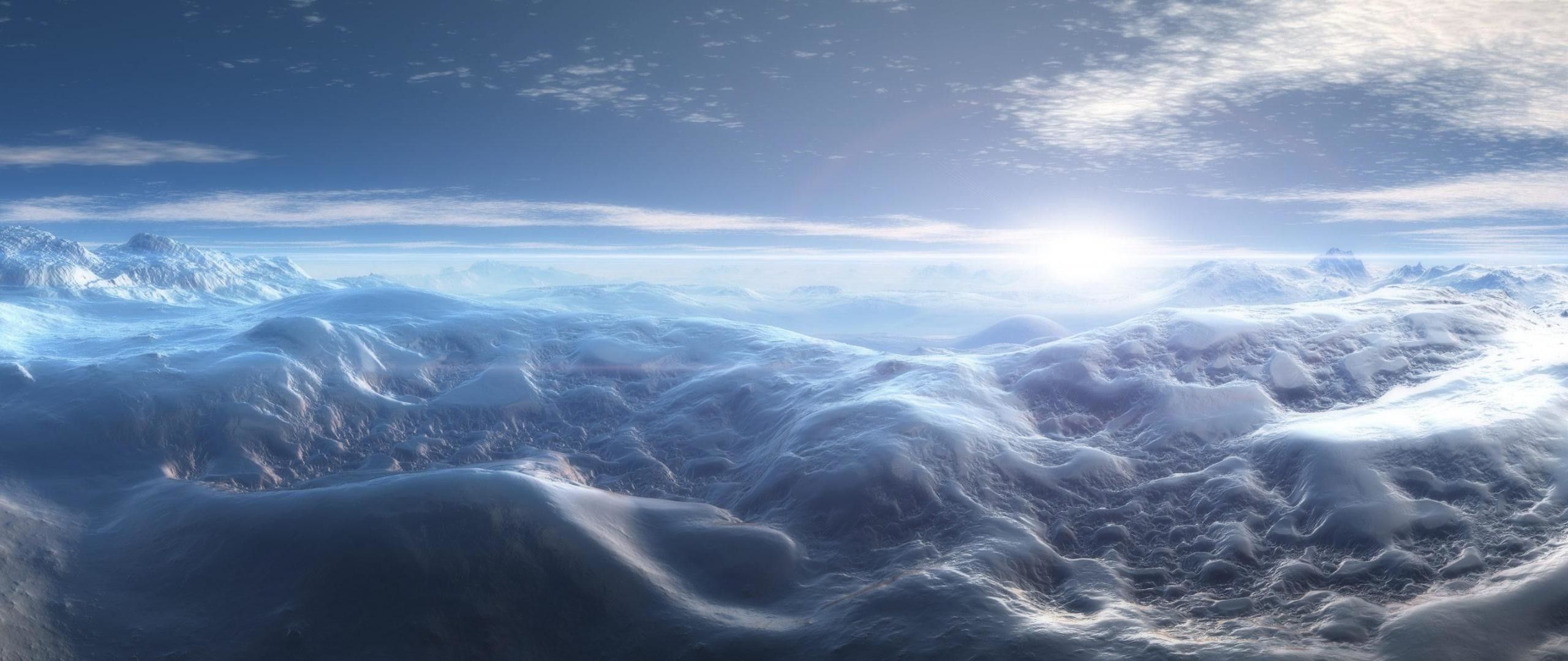 Montagne innevate panorama aereo, 2560x1080 21:9, Ultrawide