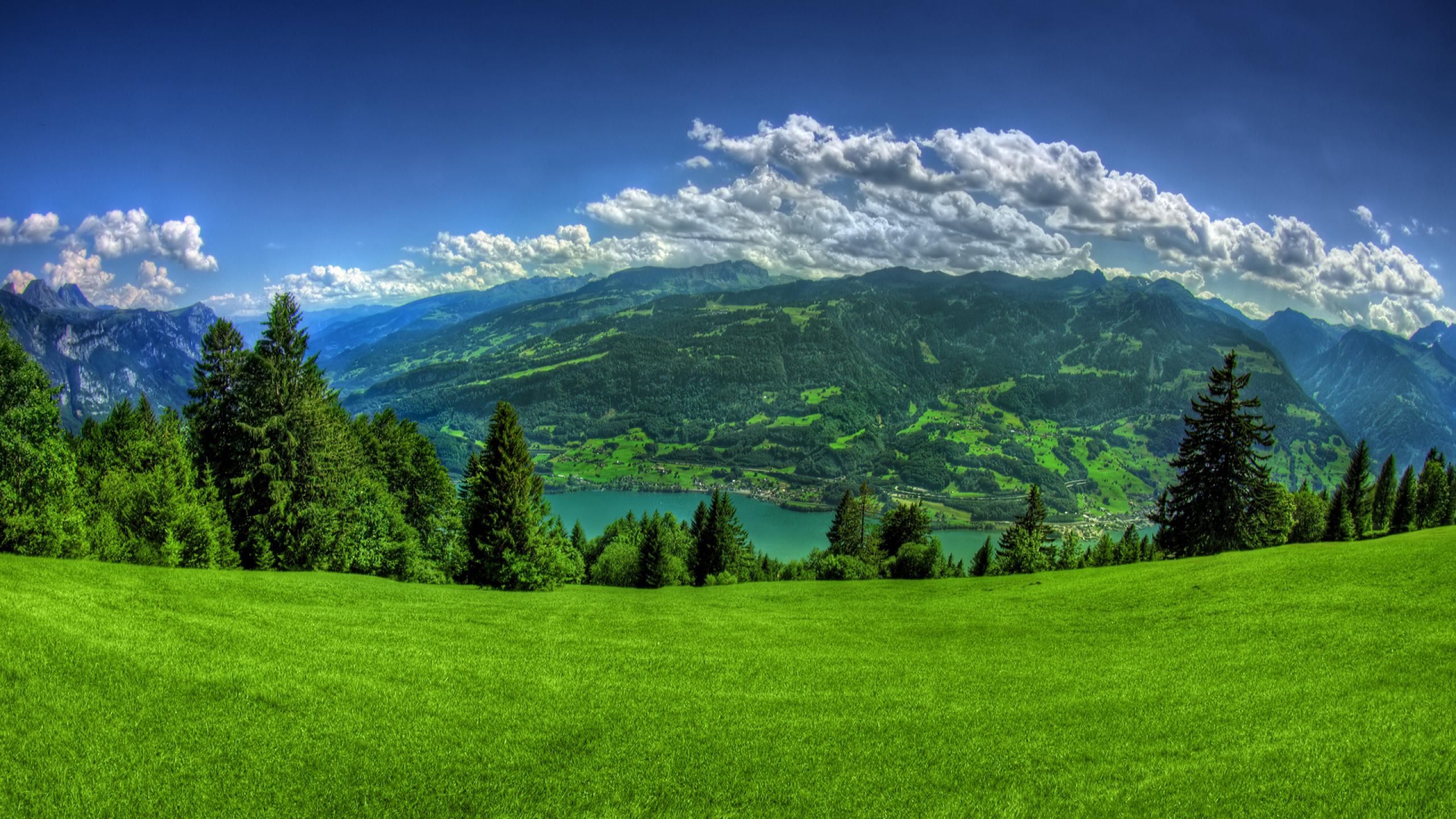 Paesaggio montano con lago verde, 2560x1440 QHD, Laptop