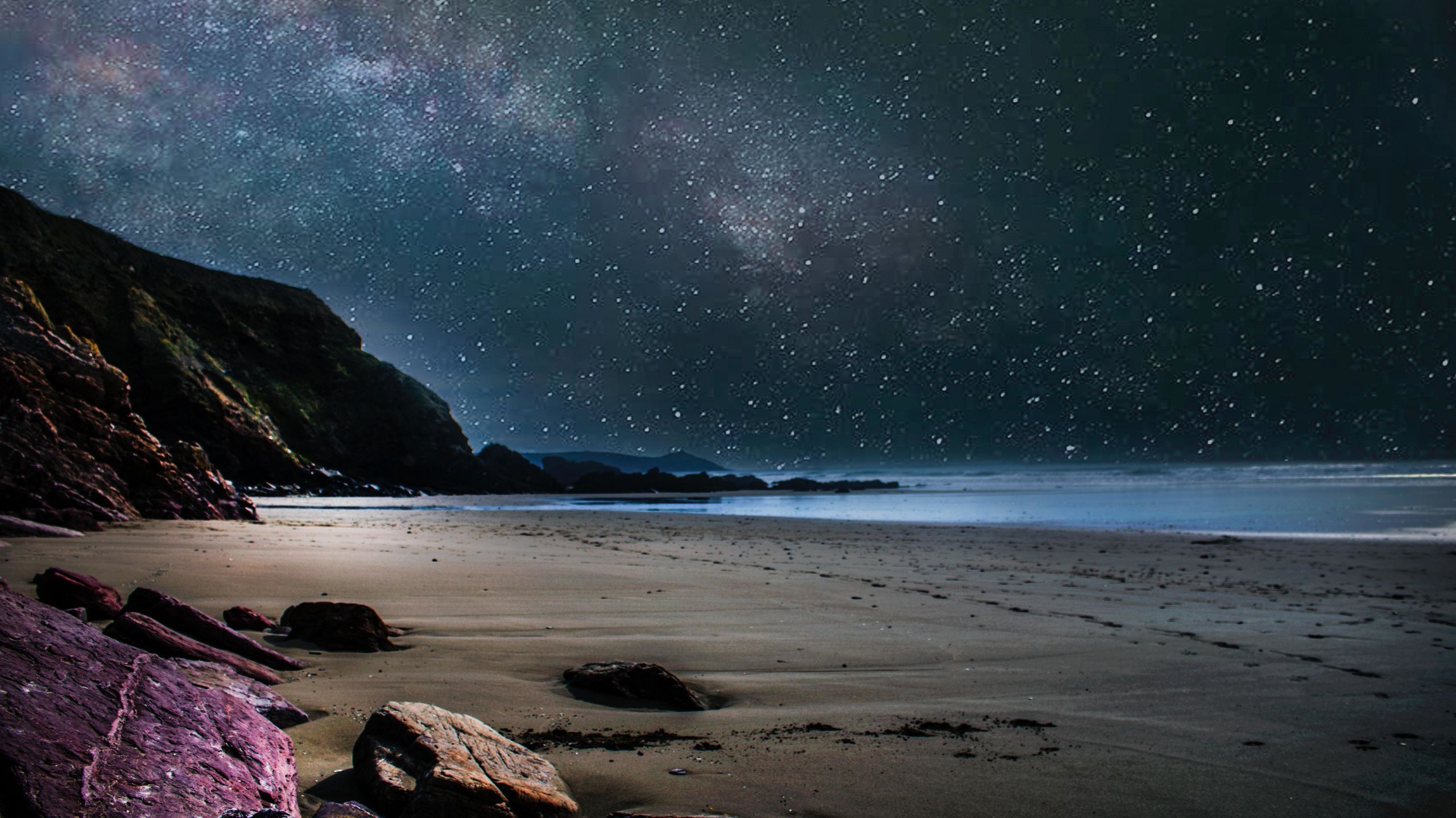 Spiaggia notte stellata cielo, 2560x1440 QHD, Laptop