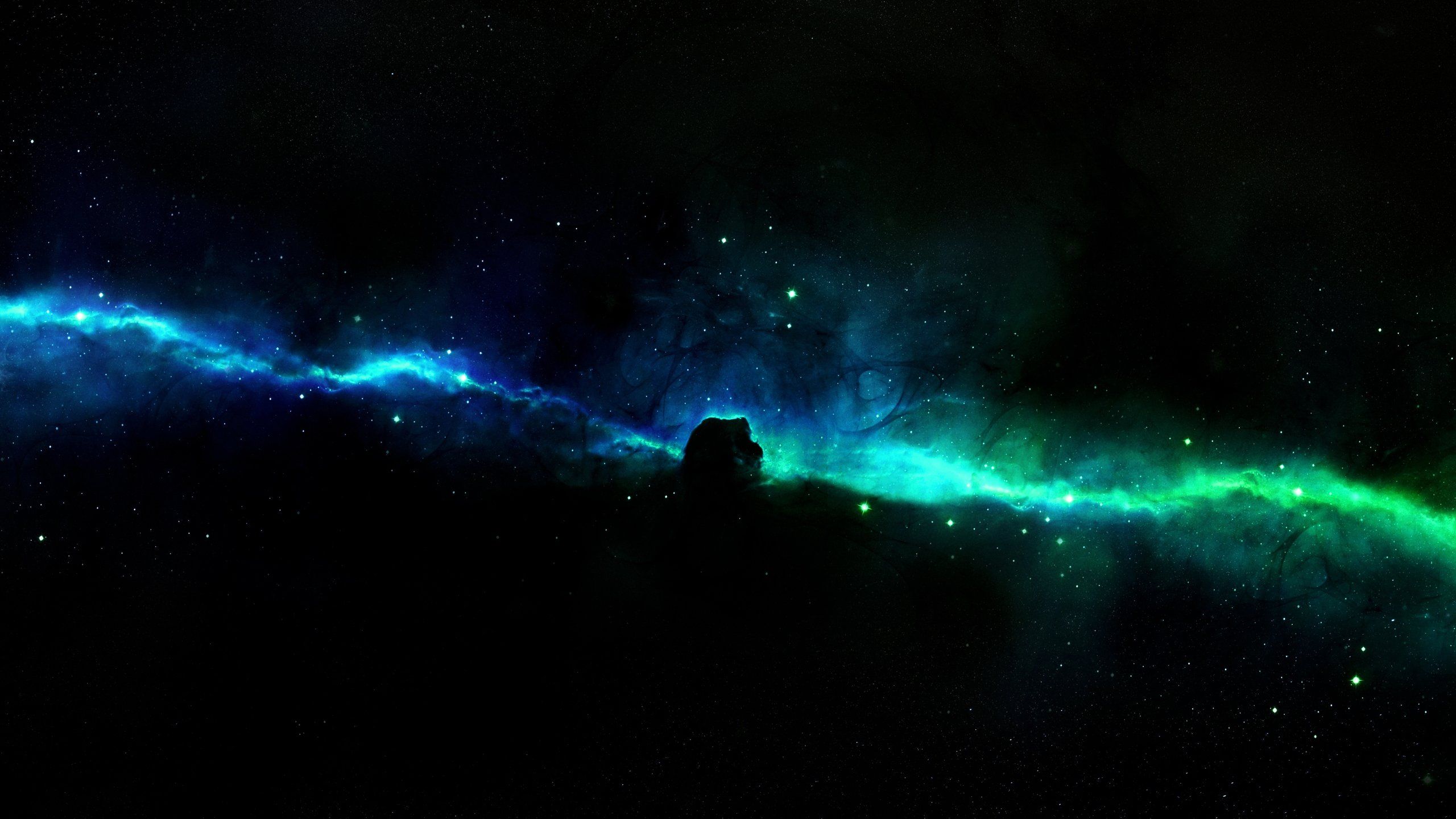 Nebulosa verde-blu spazio, 2560x1440 QHD, Monitor Gaming