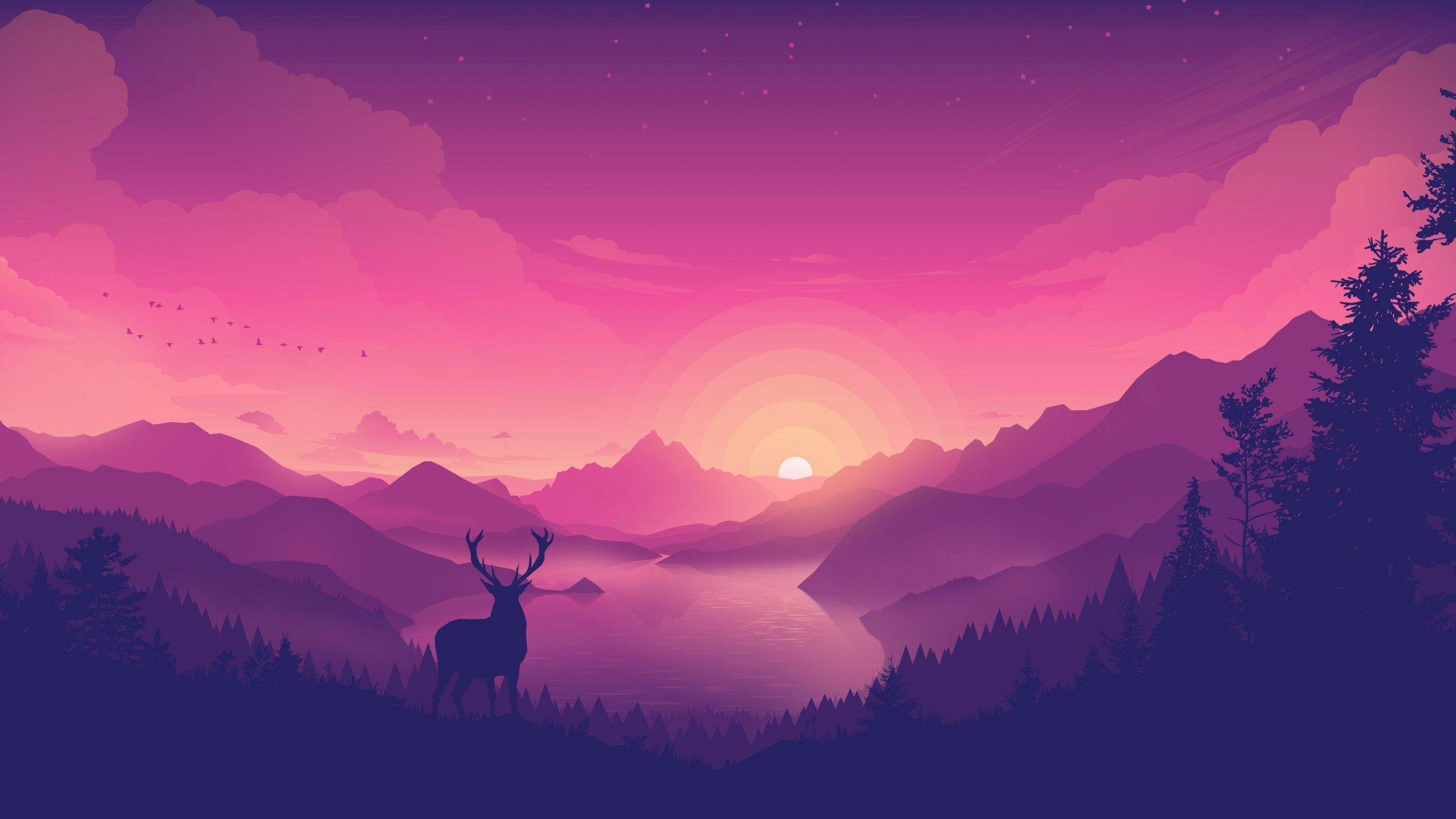 Cervo lago montagne rosa, 2560x1440 2K QHD, PC