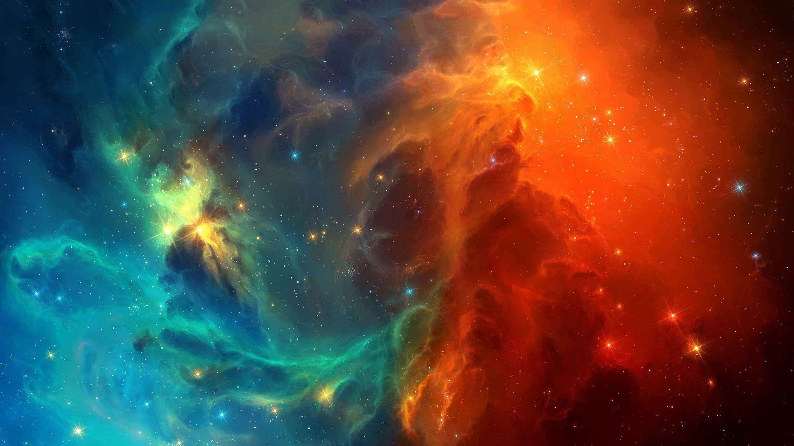 Nebulosa arancione azzurra, 2560x1440 1440p, Desktop