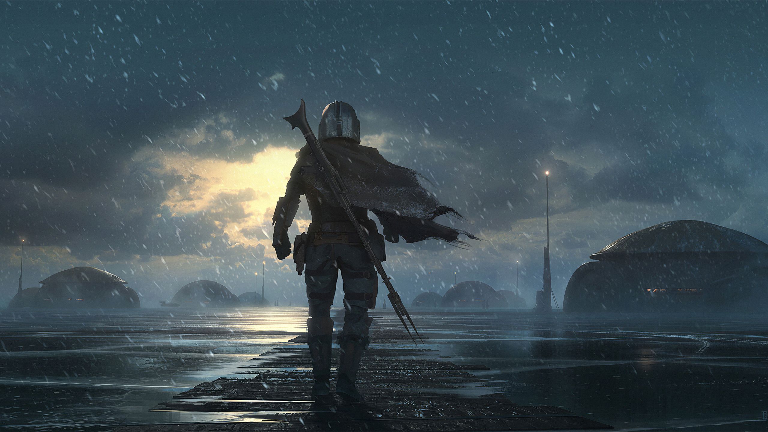 The Mandalorian guerriero notte, 2560x1440 2K, Desktop