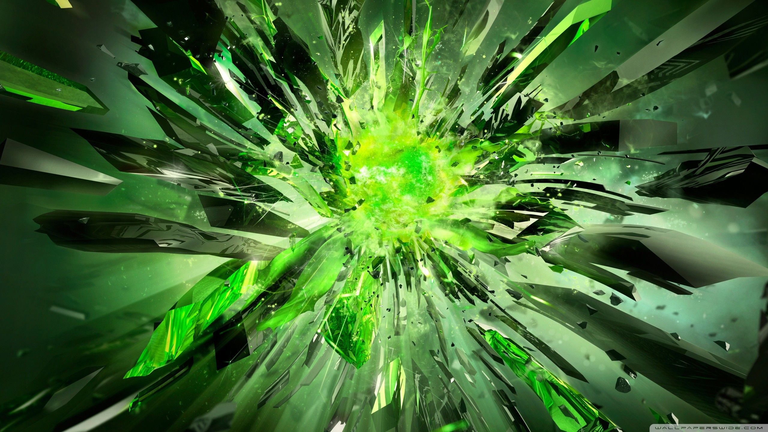 Esplosione cristalli verdi astratto, 2560x1440 QHD, Laptop
