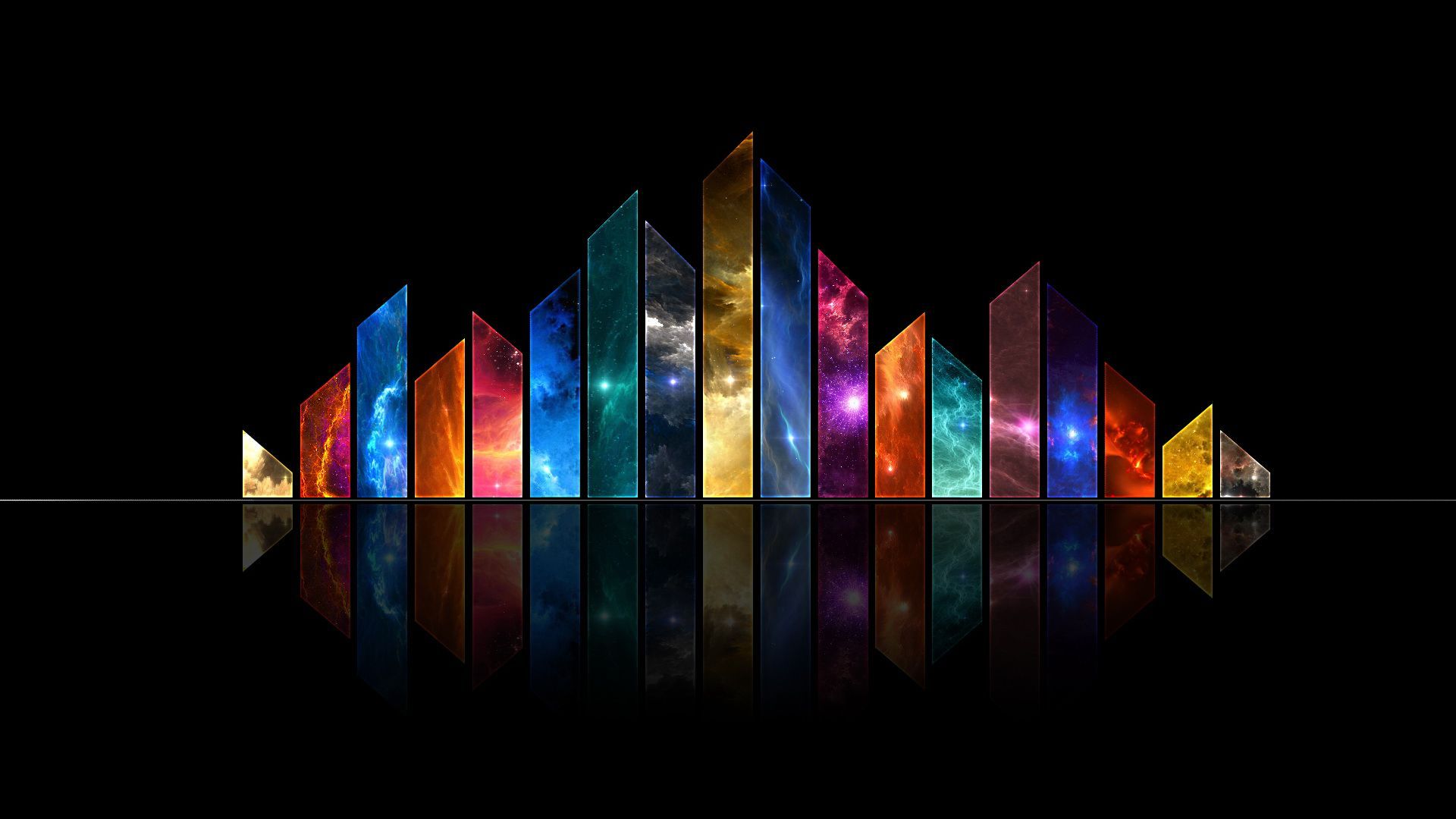 Barre colorate cosmiche riflesse, 1920x1080 Full HD 1080p, Laptop