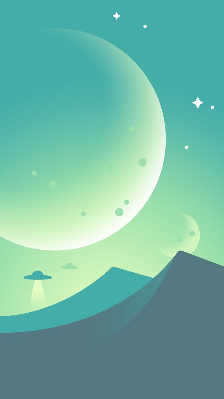Pianeta astratto e UFO verde, 736x1308 Full HD Verticale, Smartphone