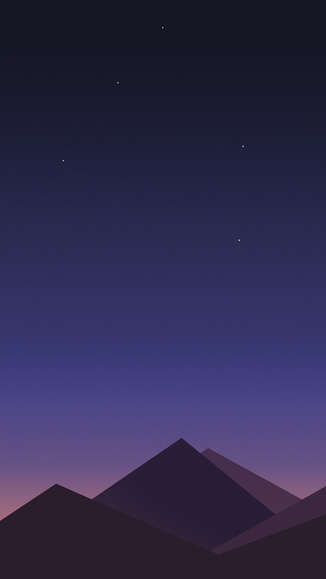 Montagne minimaliste cielo notturno stellato, 1080x1920 Verticale, Telefono