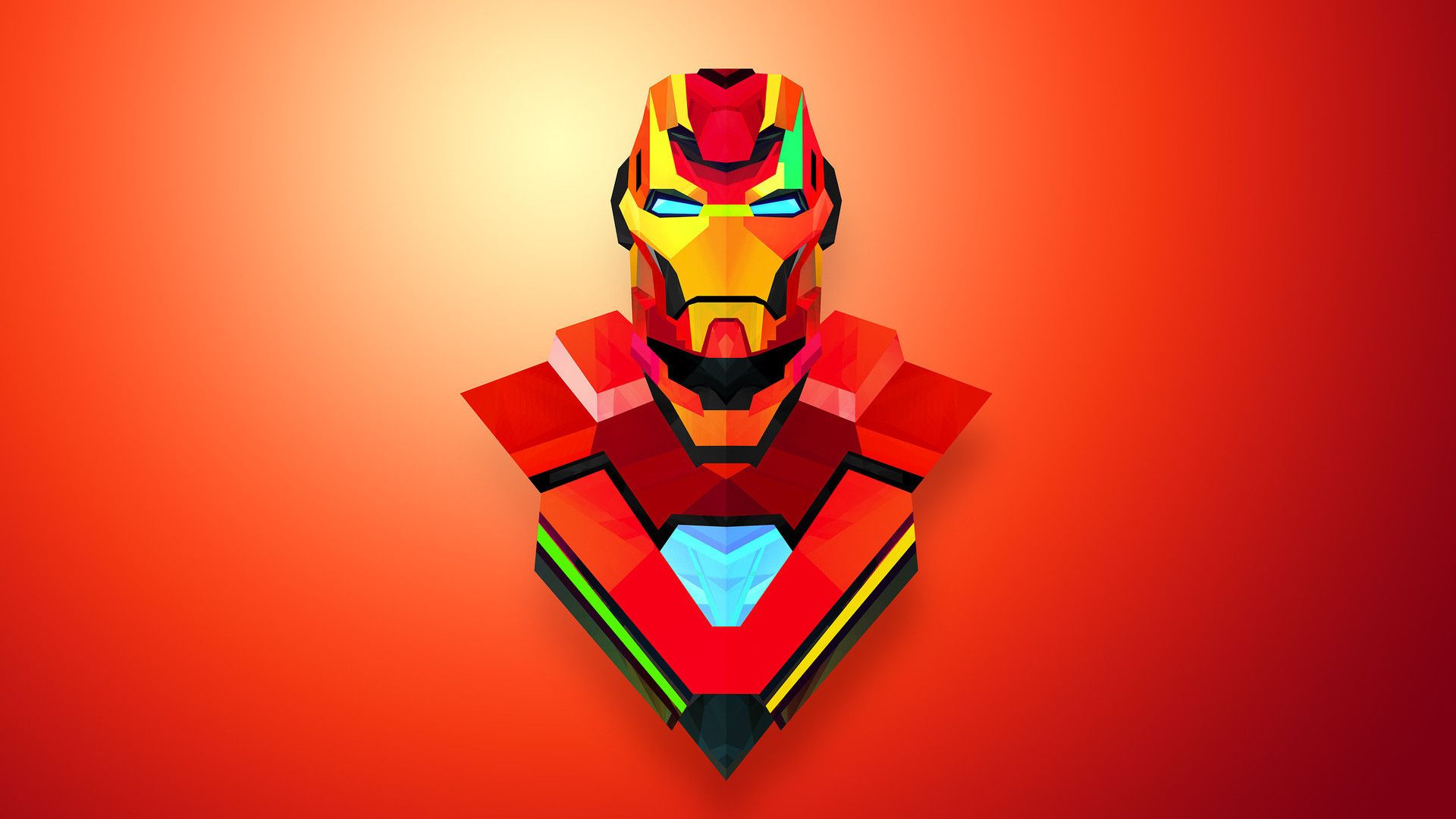 Iron Man low poly arancione, Marvel, 1920x1080 Full HD 1080p, Desktop