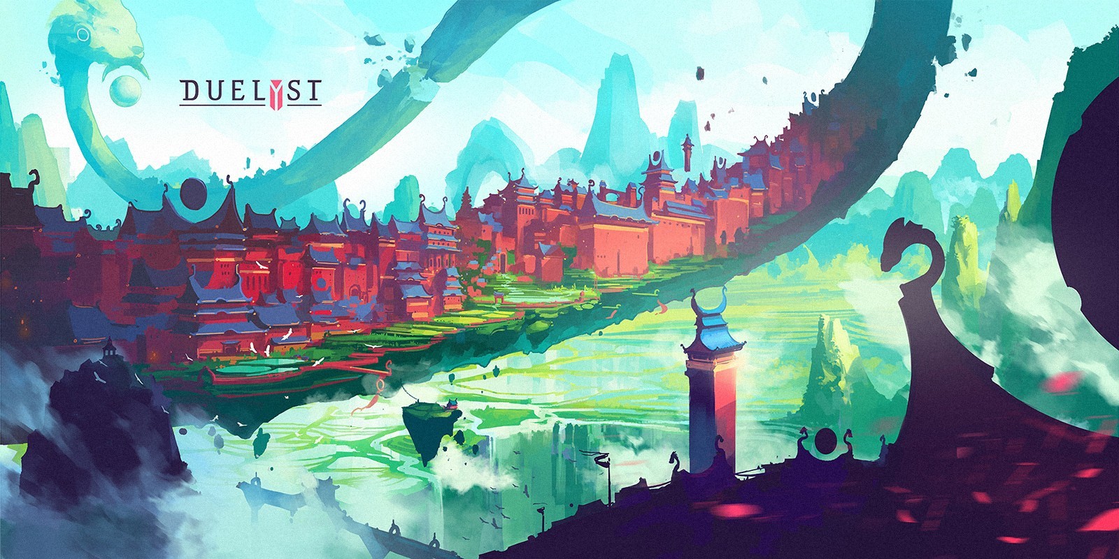 Duelyst città fantasy colorata, 1600x800 HD Ready, iMac