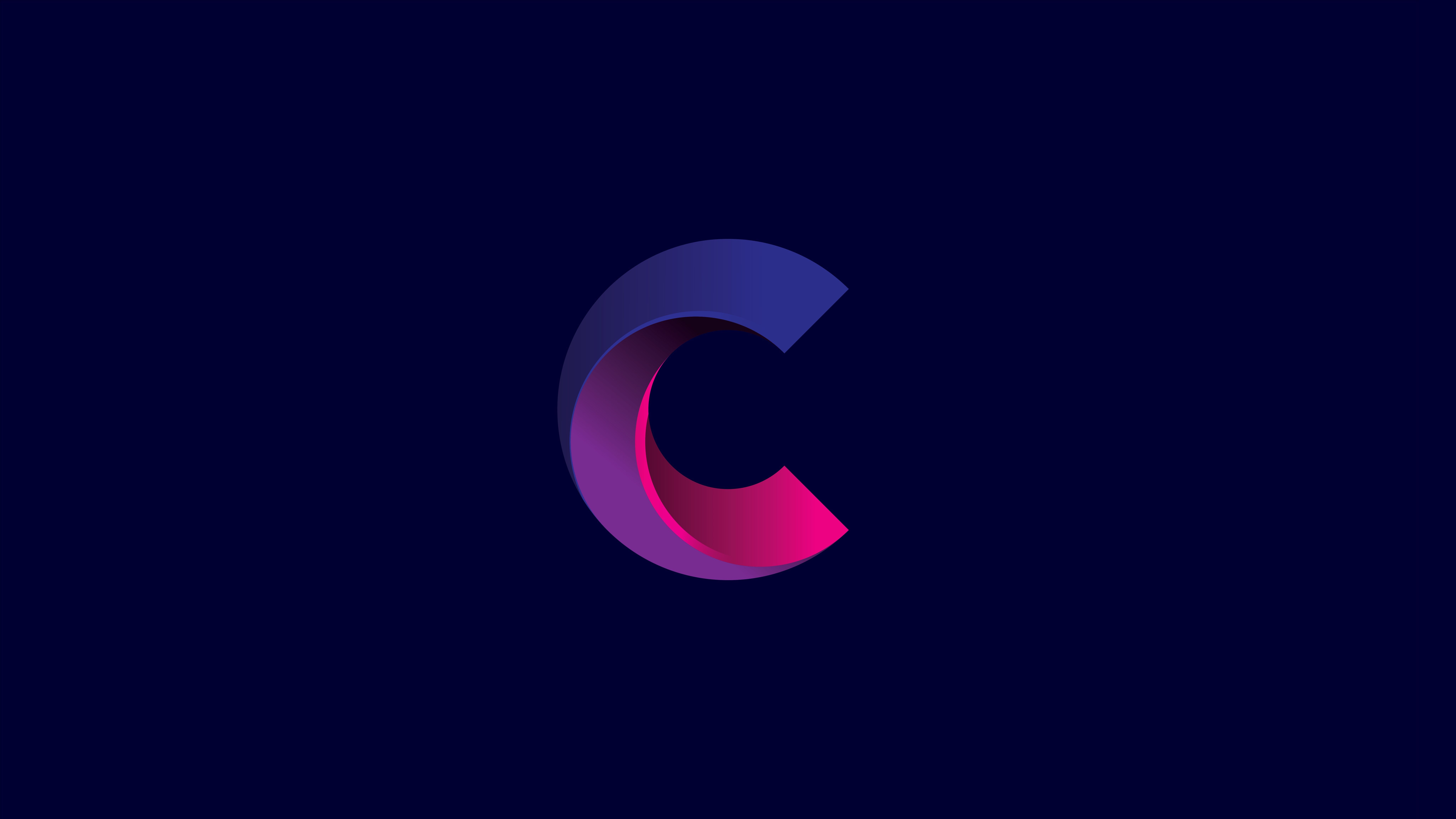 Logo lettera C sfondo blu, 8192x4608 UHD, Monitor 4K