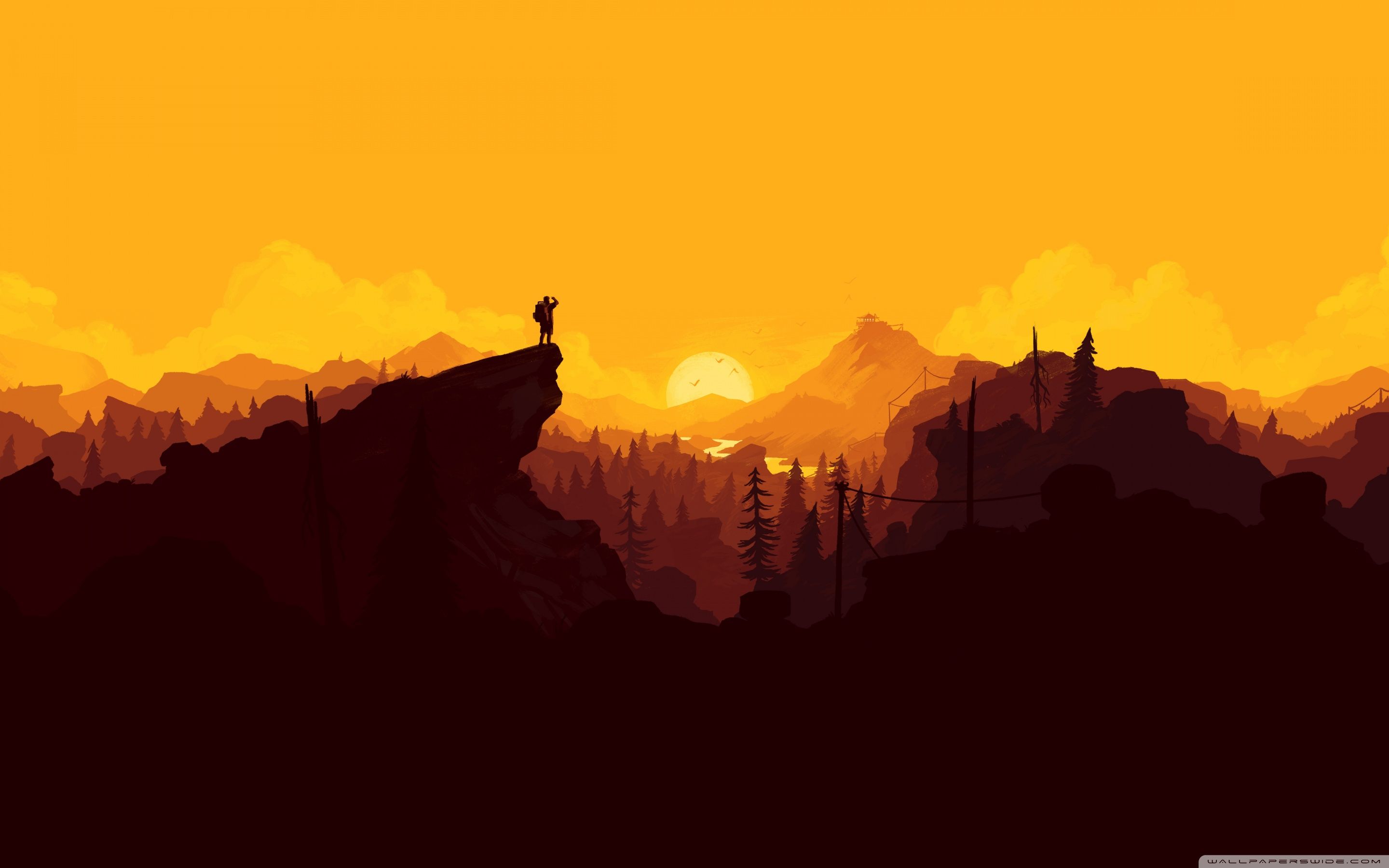 Firewatch paesaggio piatto arancione, 2880x1800 2K+, PC