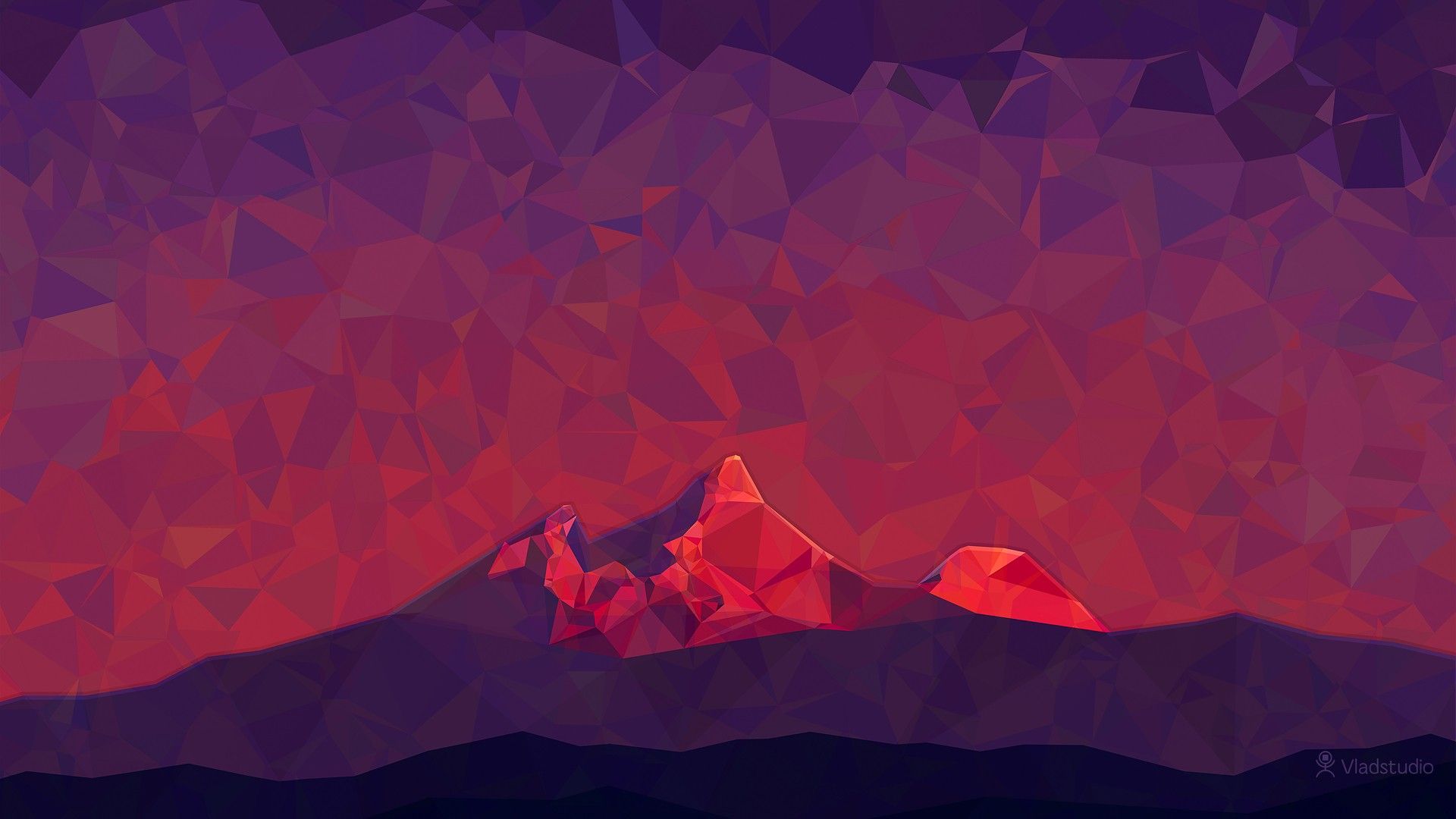 Montagne low poly rosse viola, 1920x1080 Full HD, Laptop
