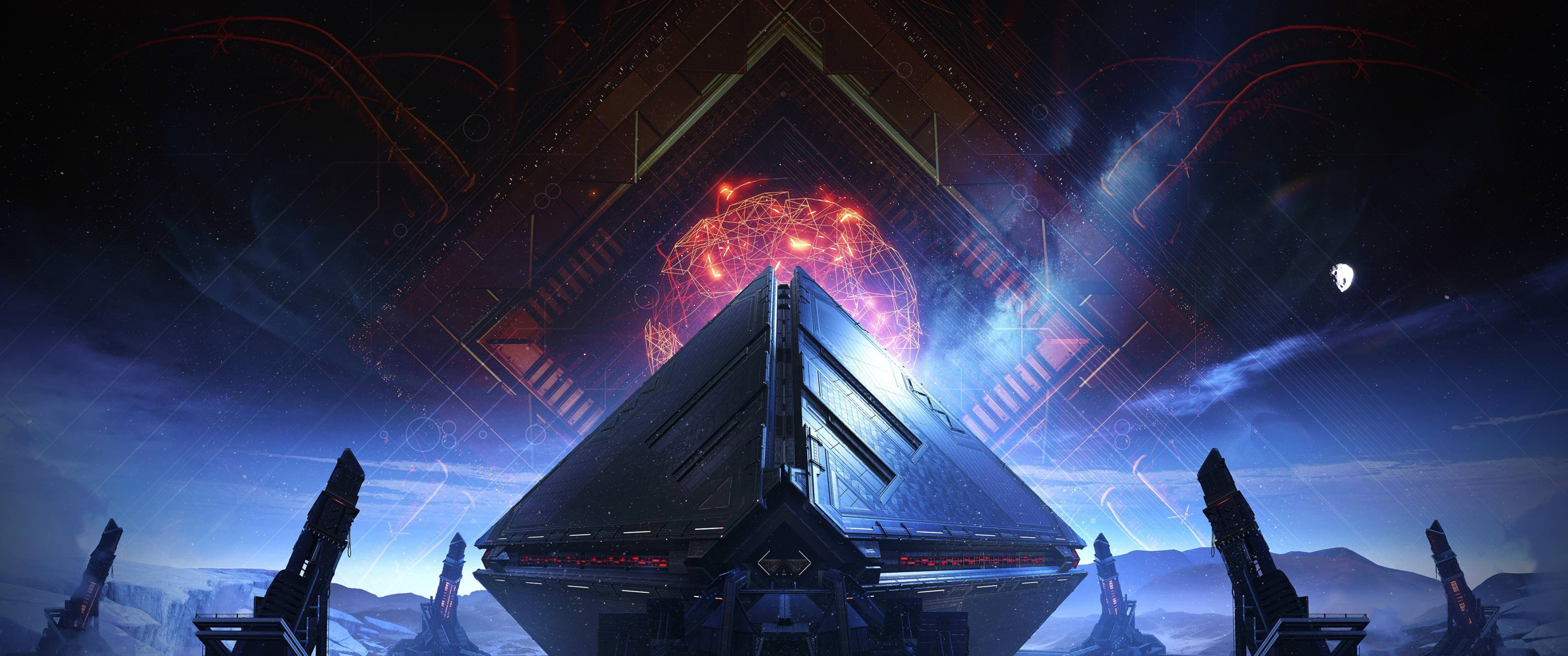 Destiny 2 Warmind piramide sci-fi, 3440x1440 21:9, Ultrawide