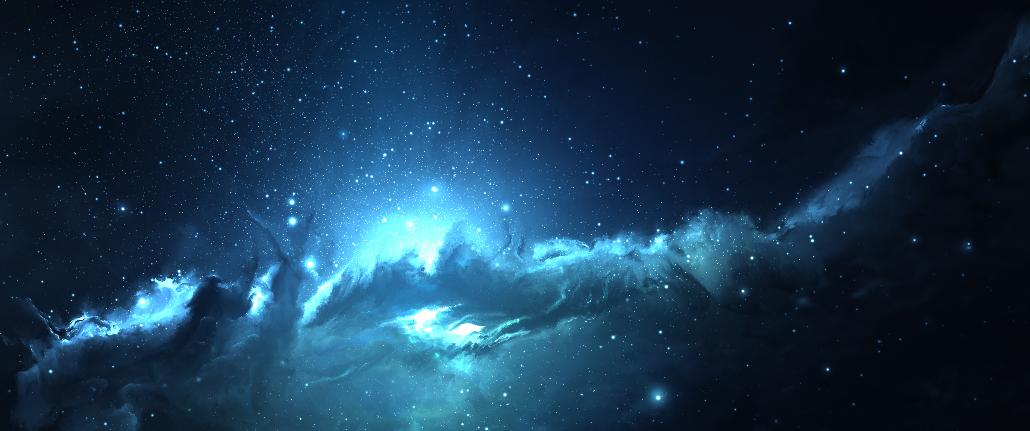 Nebulosa blu spaziale, 3440x1440 21:9, Ultrawide
