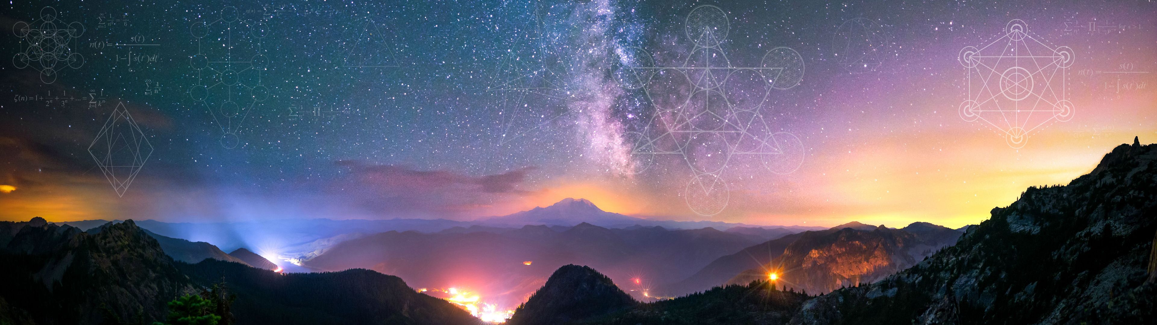 Montagne notturne con via lattea, 3840x1080 Ultrawide, Dual Monitor