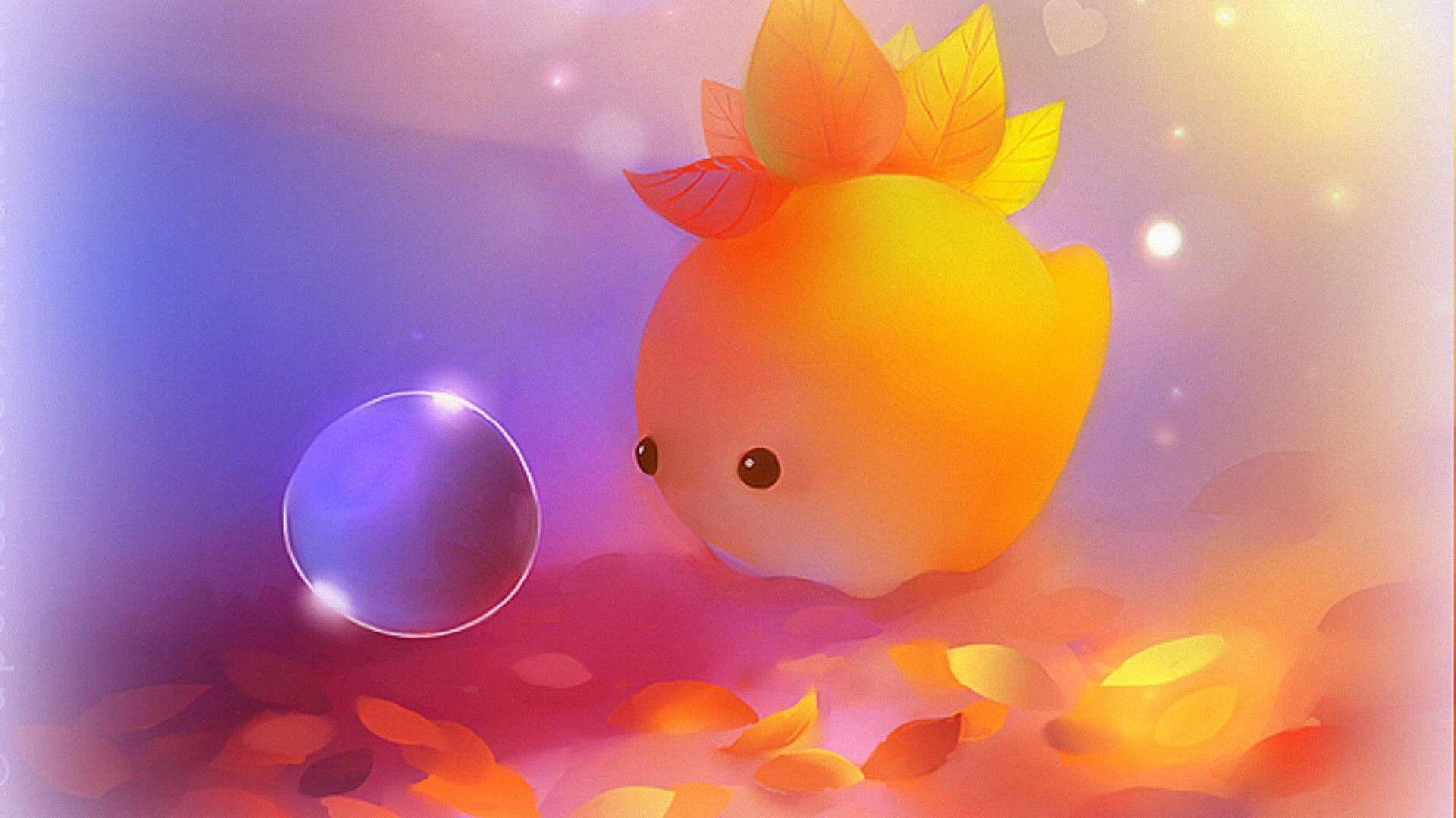 Creatura 3D arancione con bolla, 1920x1080 Full HD, PC