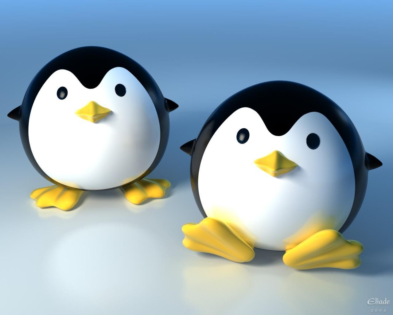 Pinguini 3D carini rotondi, 1280x1024 720p, Laptop